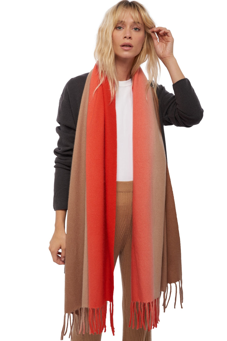 Vaasa en cachemire mixte - bloody orange / camel chiné - Mahogany
