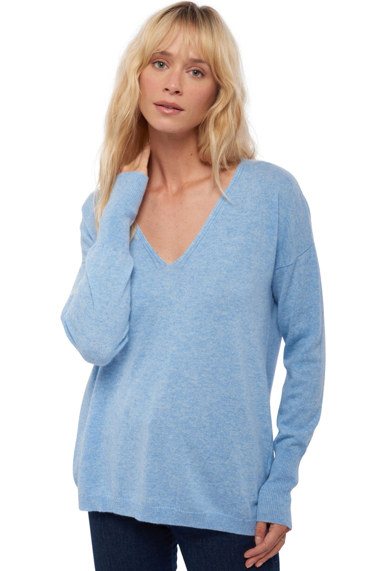 Pull en cachemire, 100 % Cachemire, femme, col col v, coupe droite, manches longues, normale / 2 et 4 fils, tricot normal, Mahogany