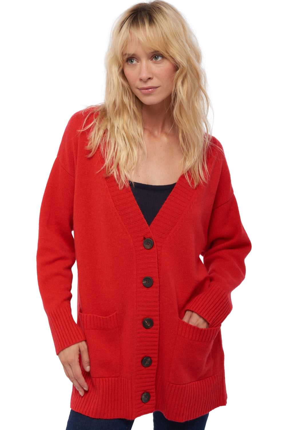 Vadena en cachemire femme - rouge - Mahogany
