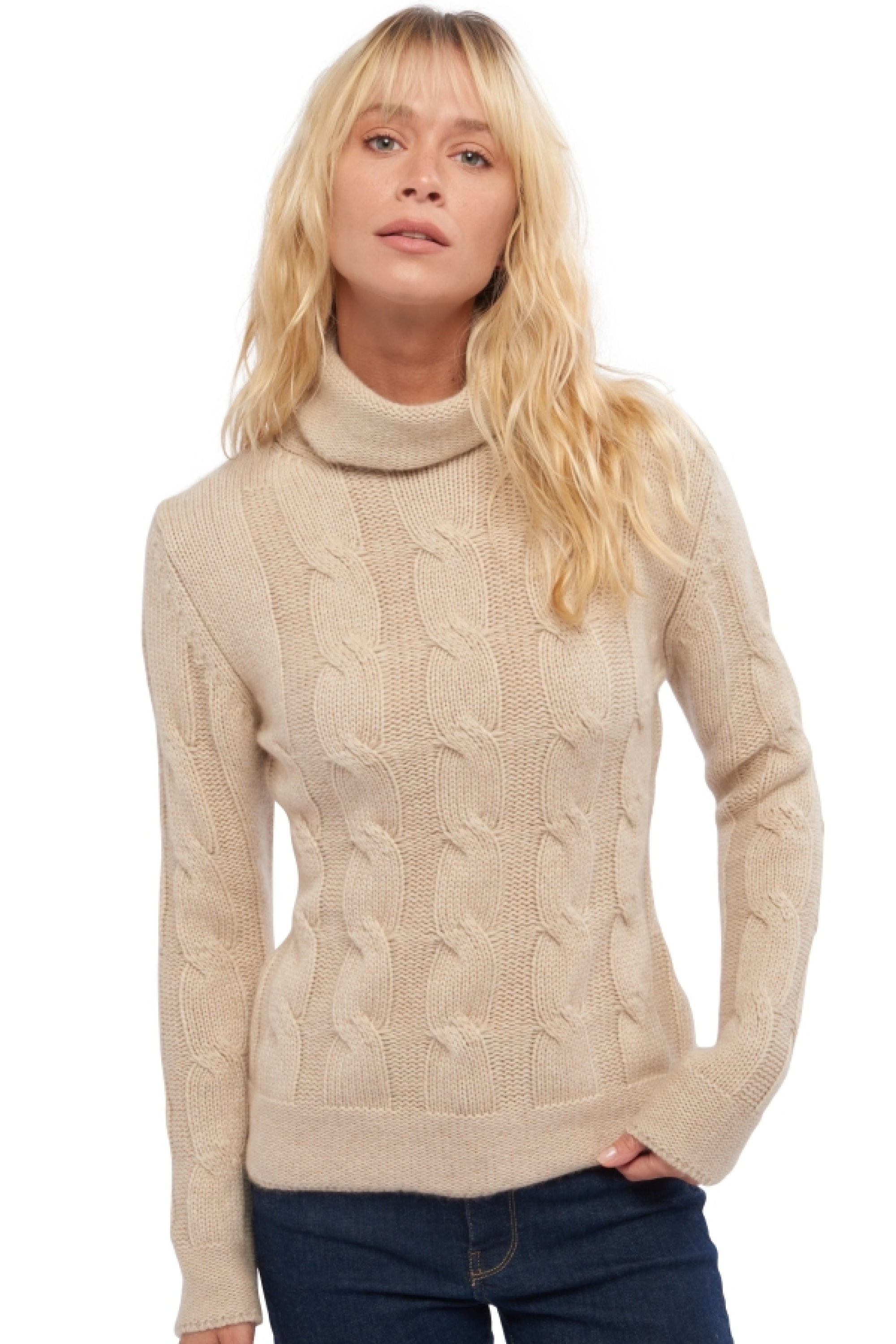 Blanche en cachemire femme - natural winter dawn - Mahogany