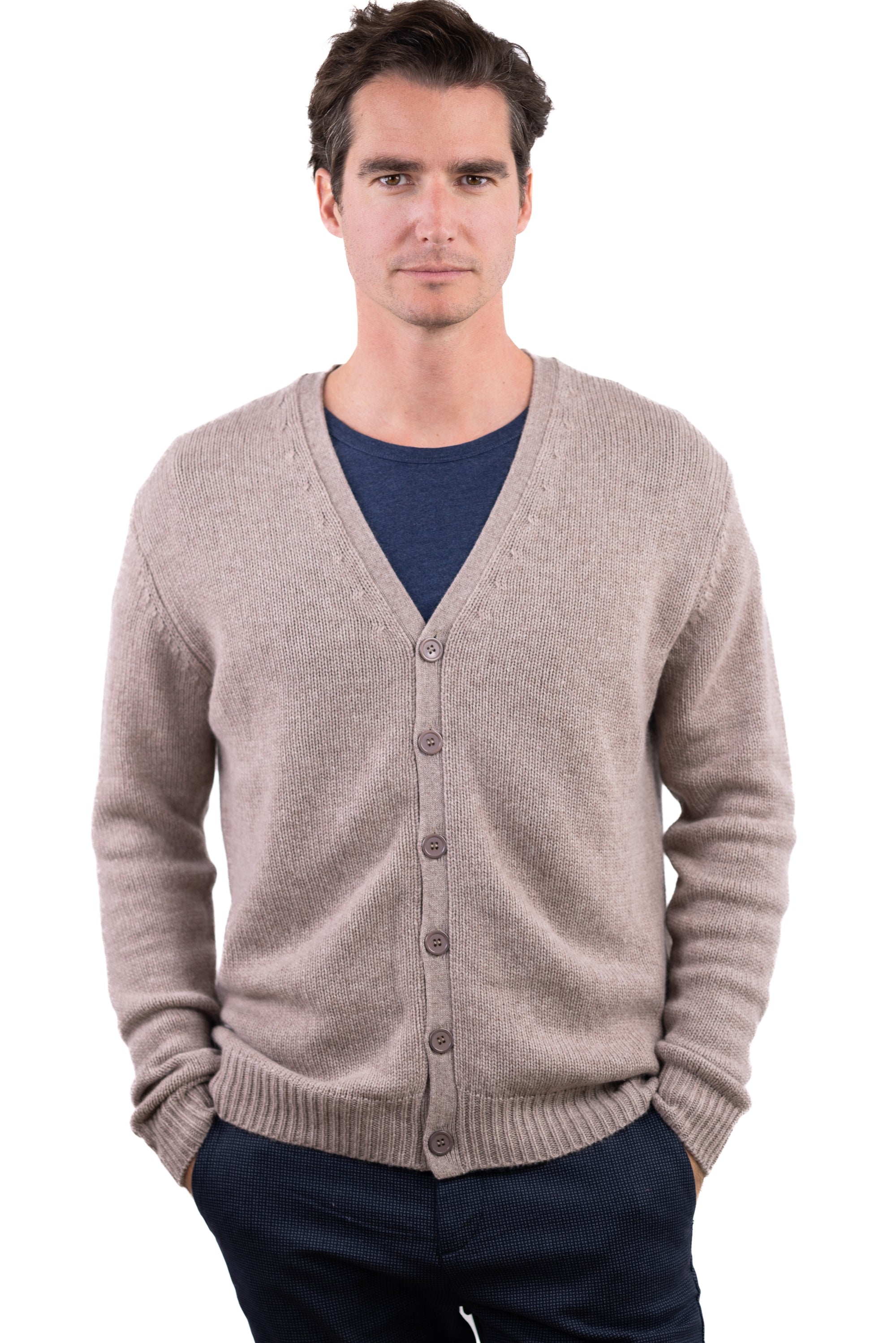 Aden en cachemire homme - toast - Mahogany