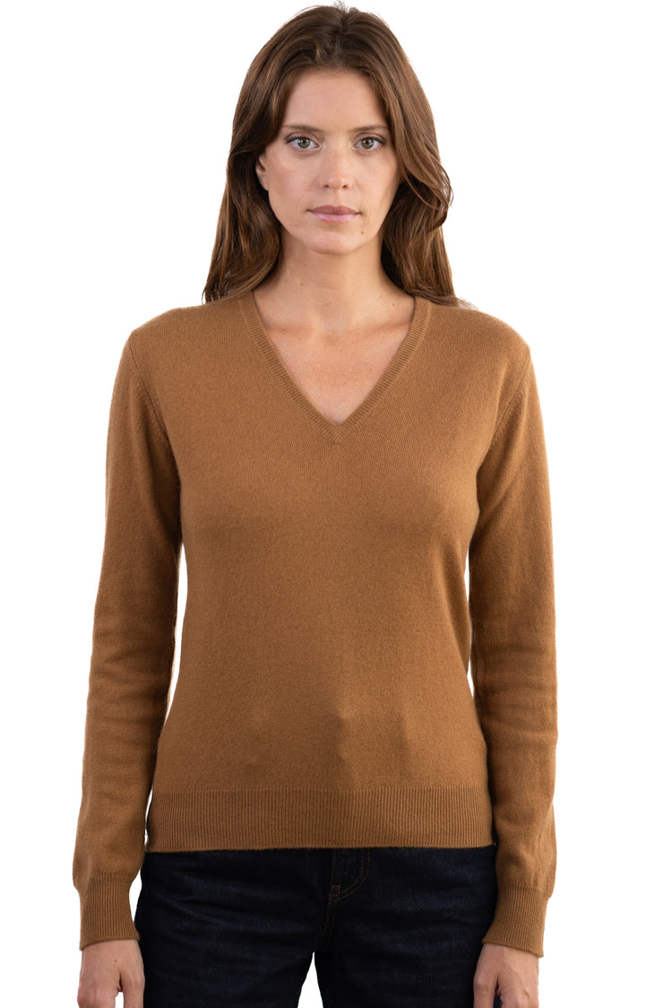 Faustine en cachemire femme - butterscotch - Mahogany