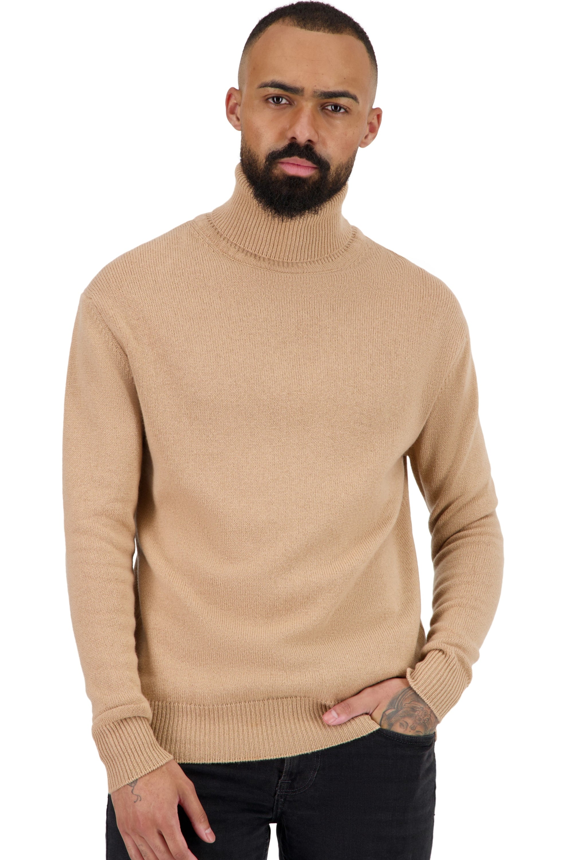 Torino en cachemire homme - creme brulee - Mahogany
