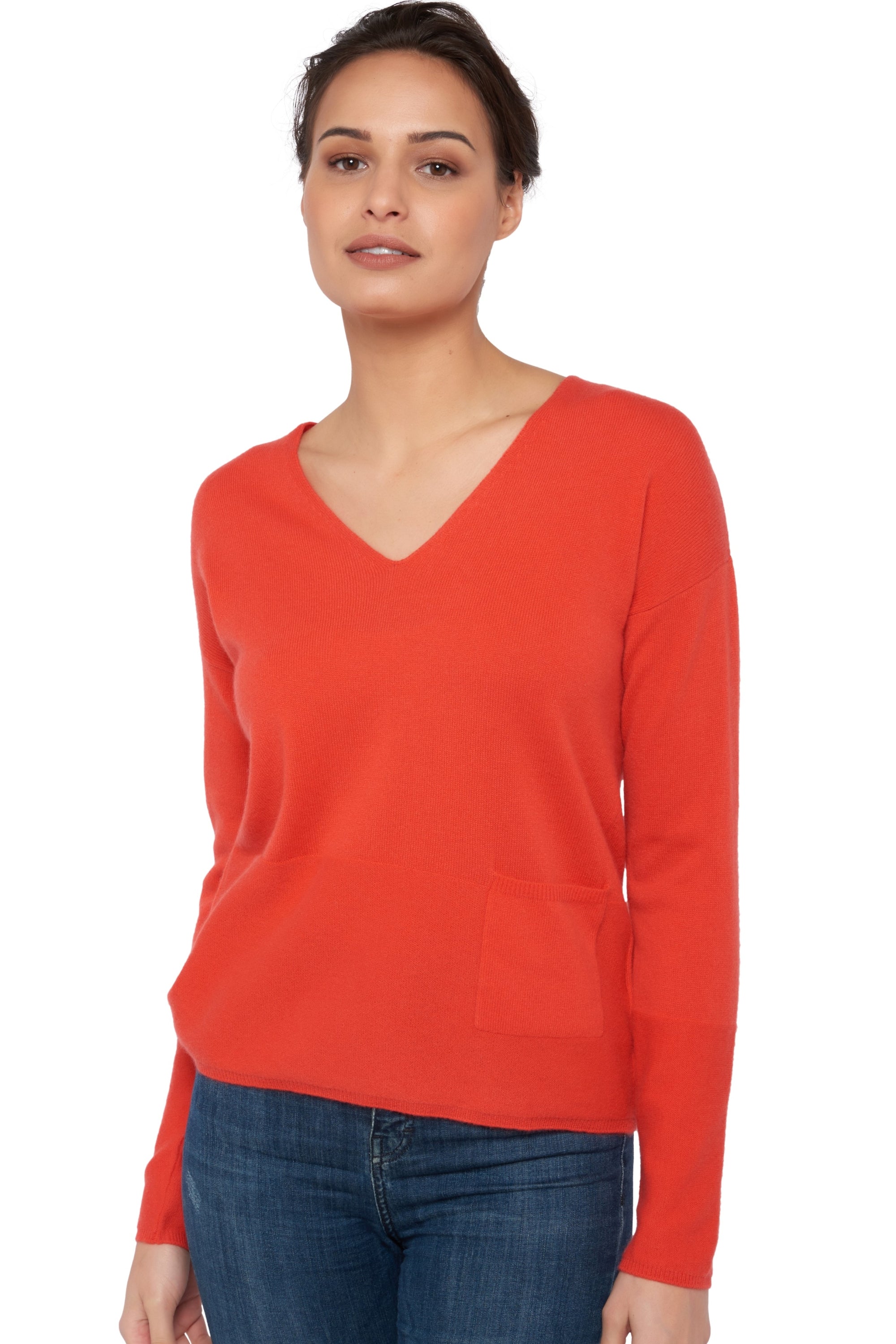 Uliana en cachemire femme - corail lumineux - Mahogany