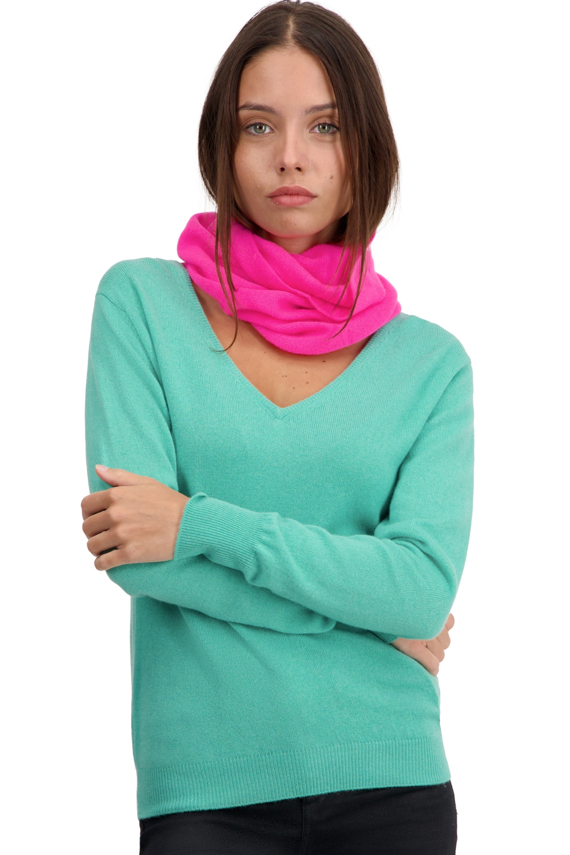 Fraise en cachemire femme - dayglo - Mahogany