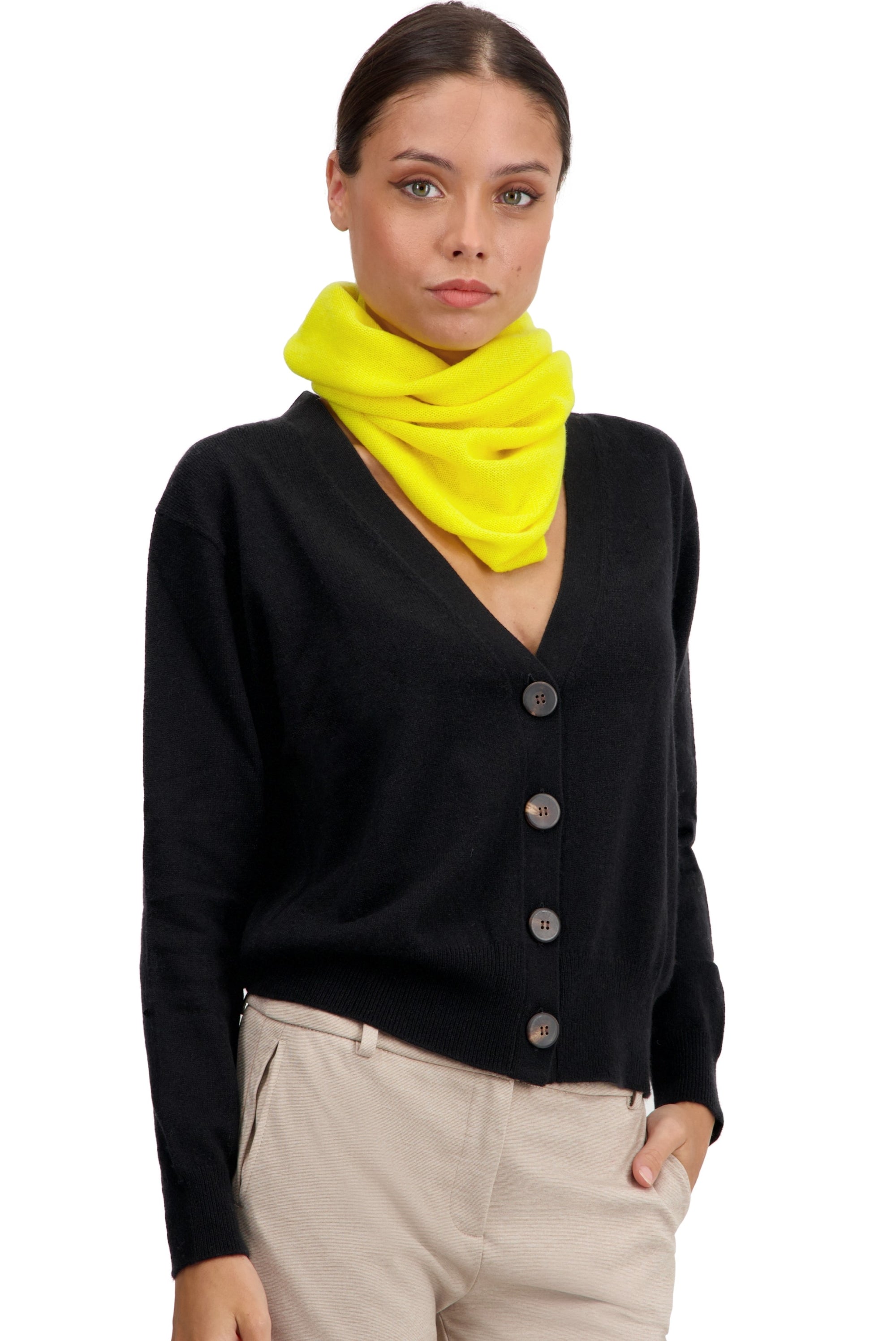 Fraise en cachemire femme - jaune citric - Mahogany