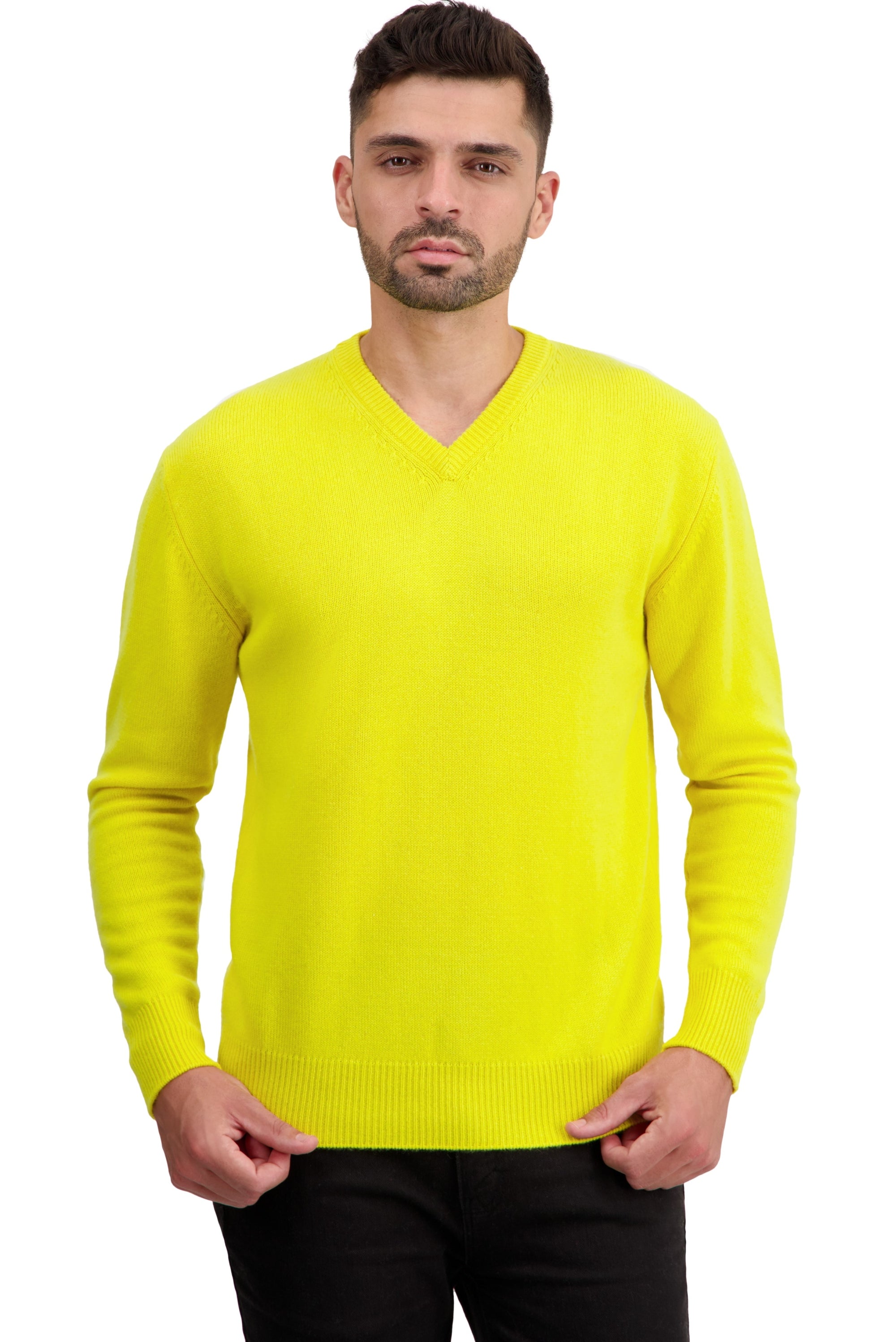 Hippolyte 4F en cachemire homme - jaune citric - Mahogany