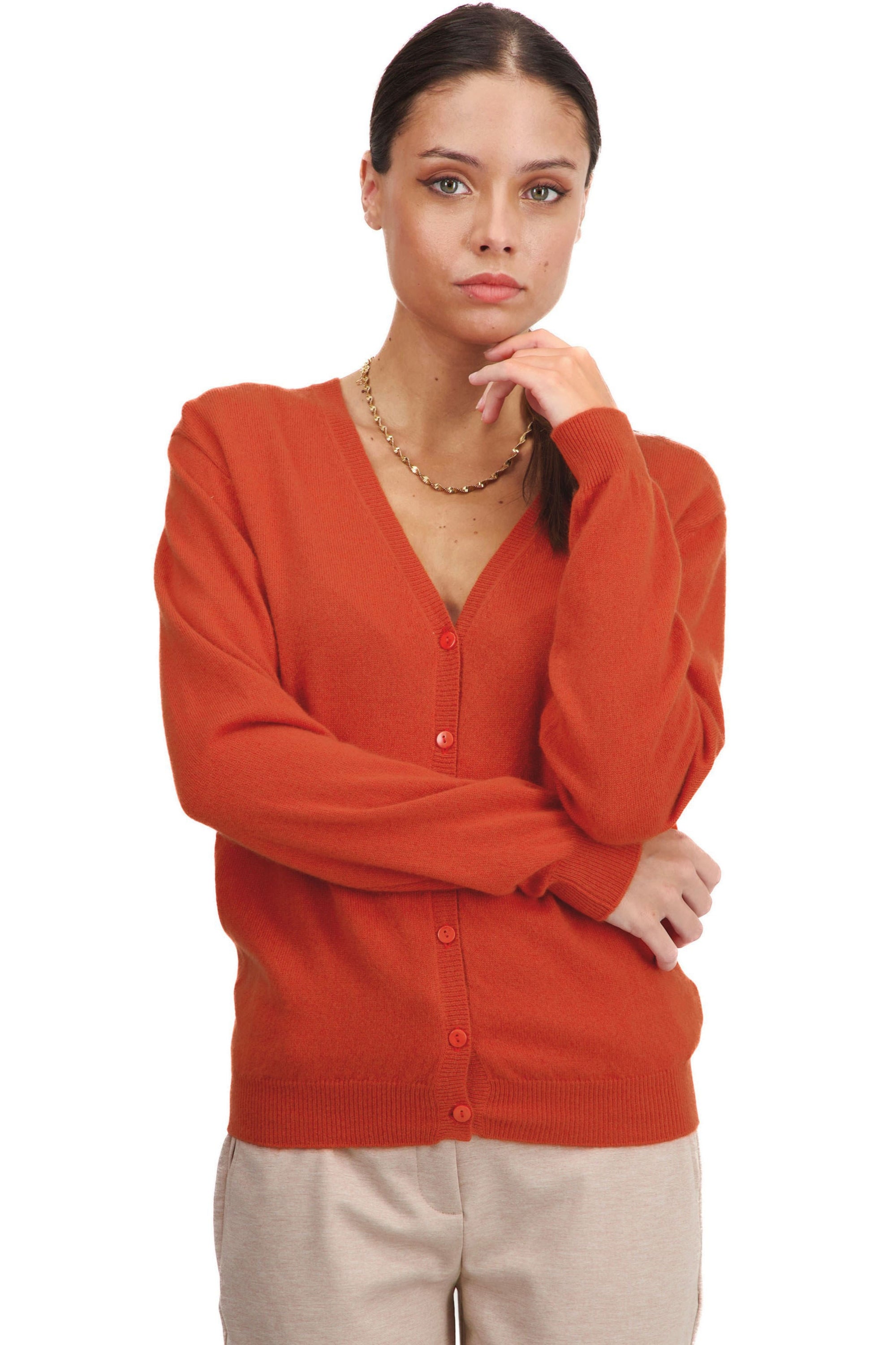 Taline en cachemire femme - marmelade - Mahogany