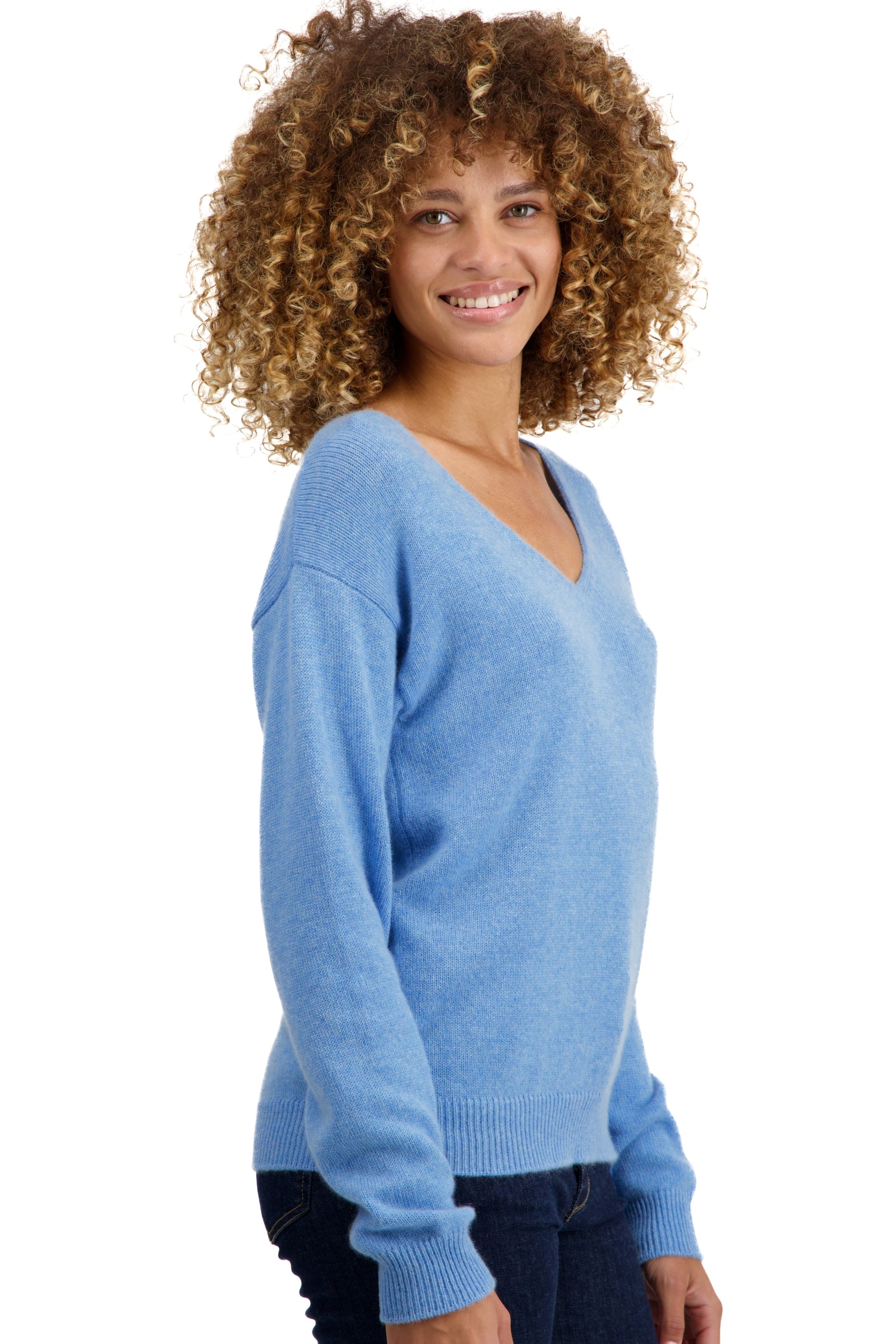 Thailand en cachemire femme - Vue 1 - bleu azur chiné - Mahogany