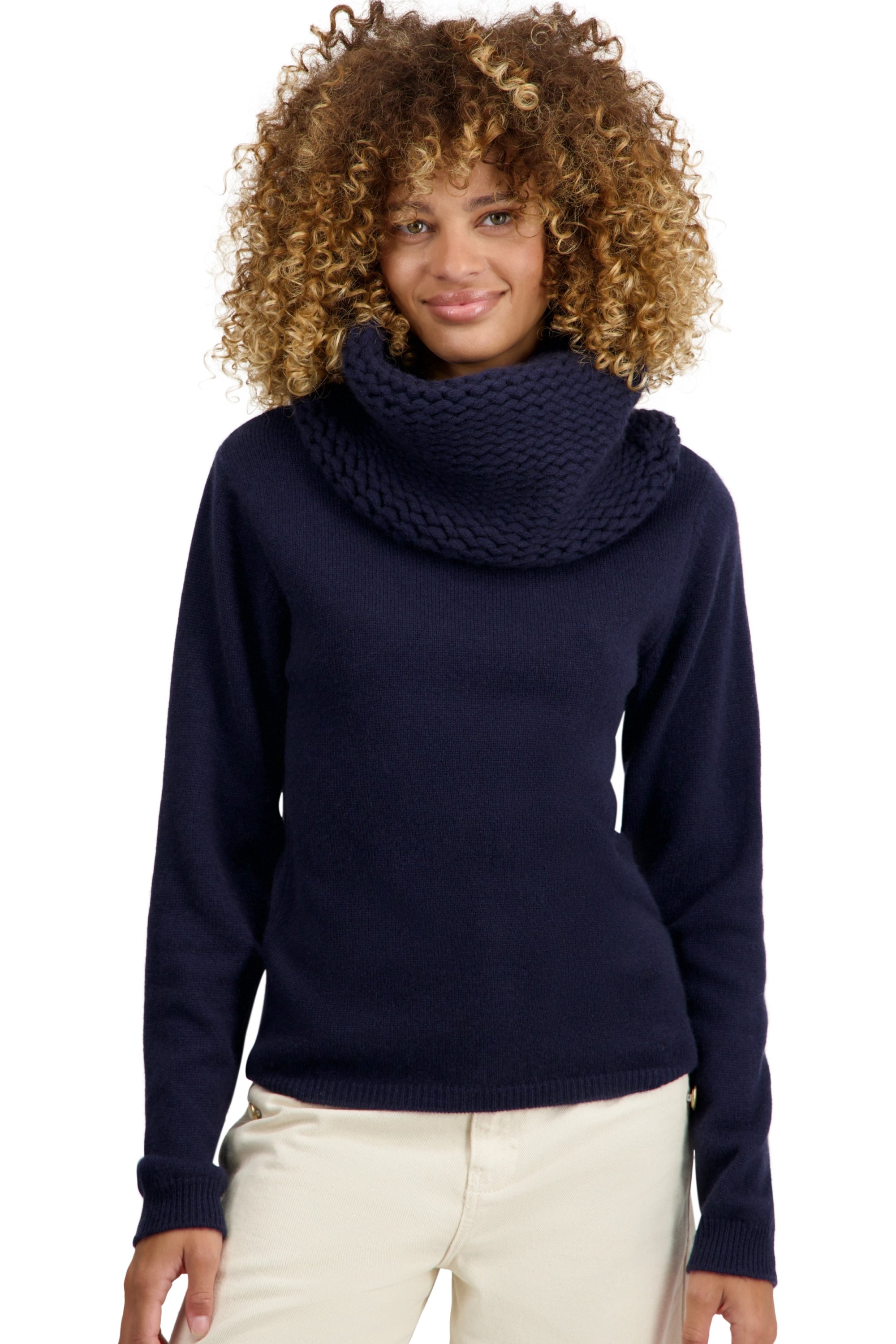 Pull en cachemire, 100 % Cachemire, femme, col col roulé, coupe droite, manches longues, grosse / 6 fils et +, tricot normal, Mahogany