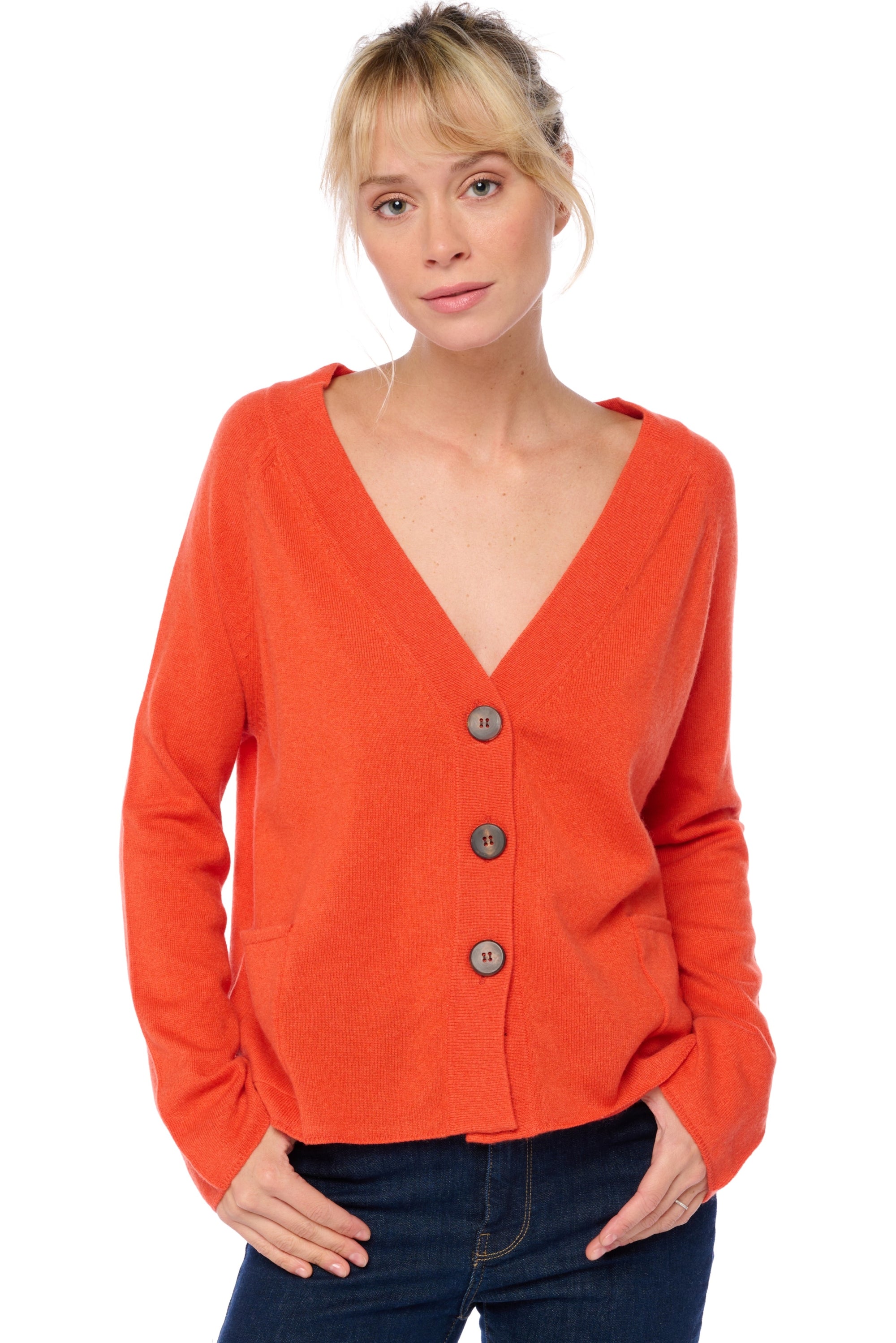Chana en cachemire femme - satsuma - Mahogany