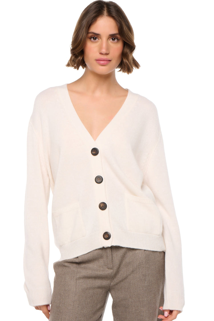 Cardigan en cachemire, 100 % Cachemire, femme, col col v, fermeture à boutons, coupe droite, manches longues, normale / 2 et 4 fils, tricot normal, Mahogany