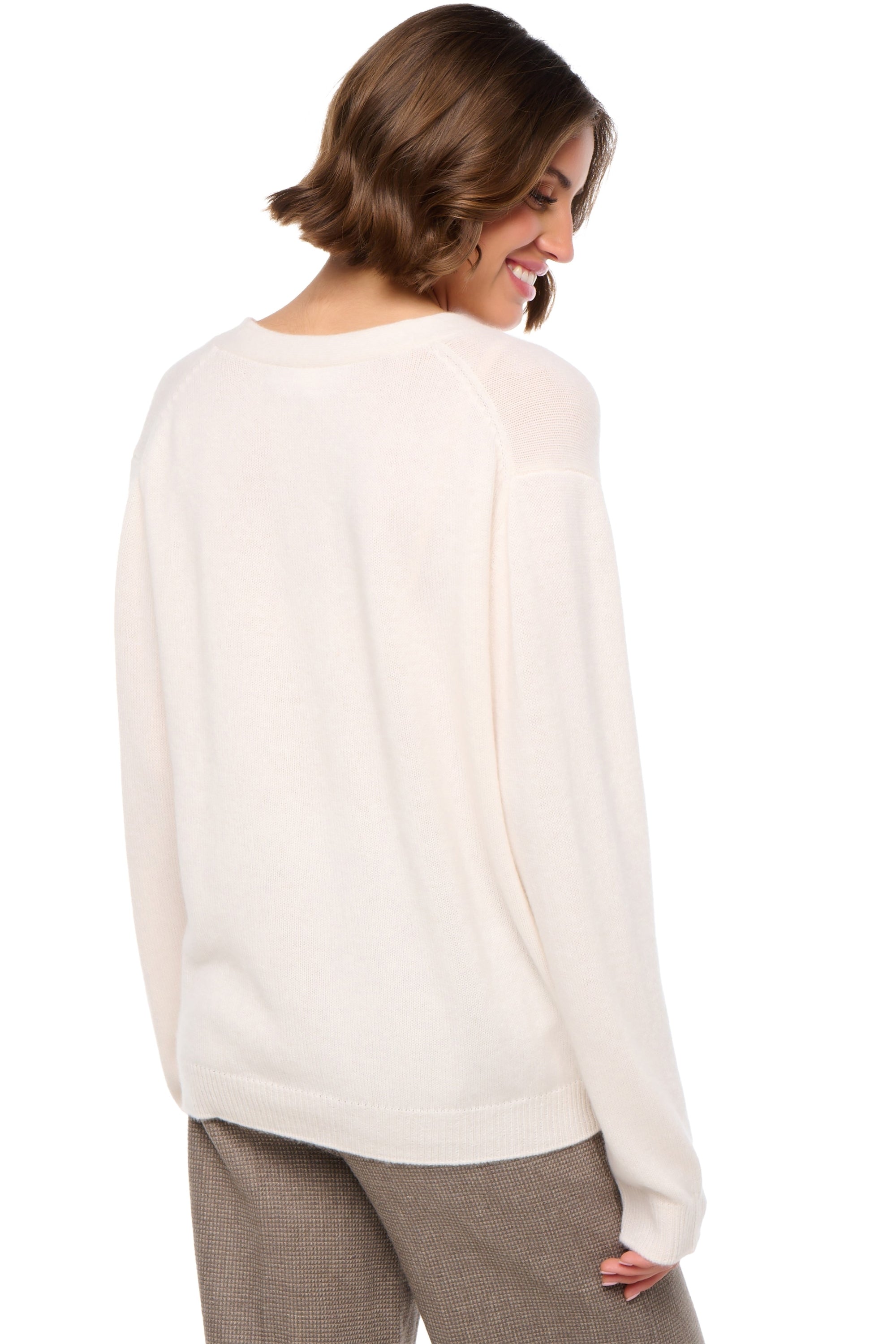 Tanzania en cachemire femme - Vue 3 - blanc cassé - Mahogany