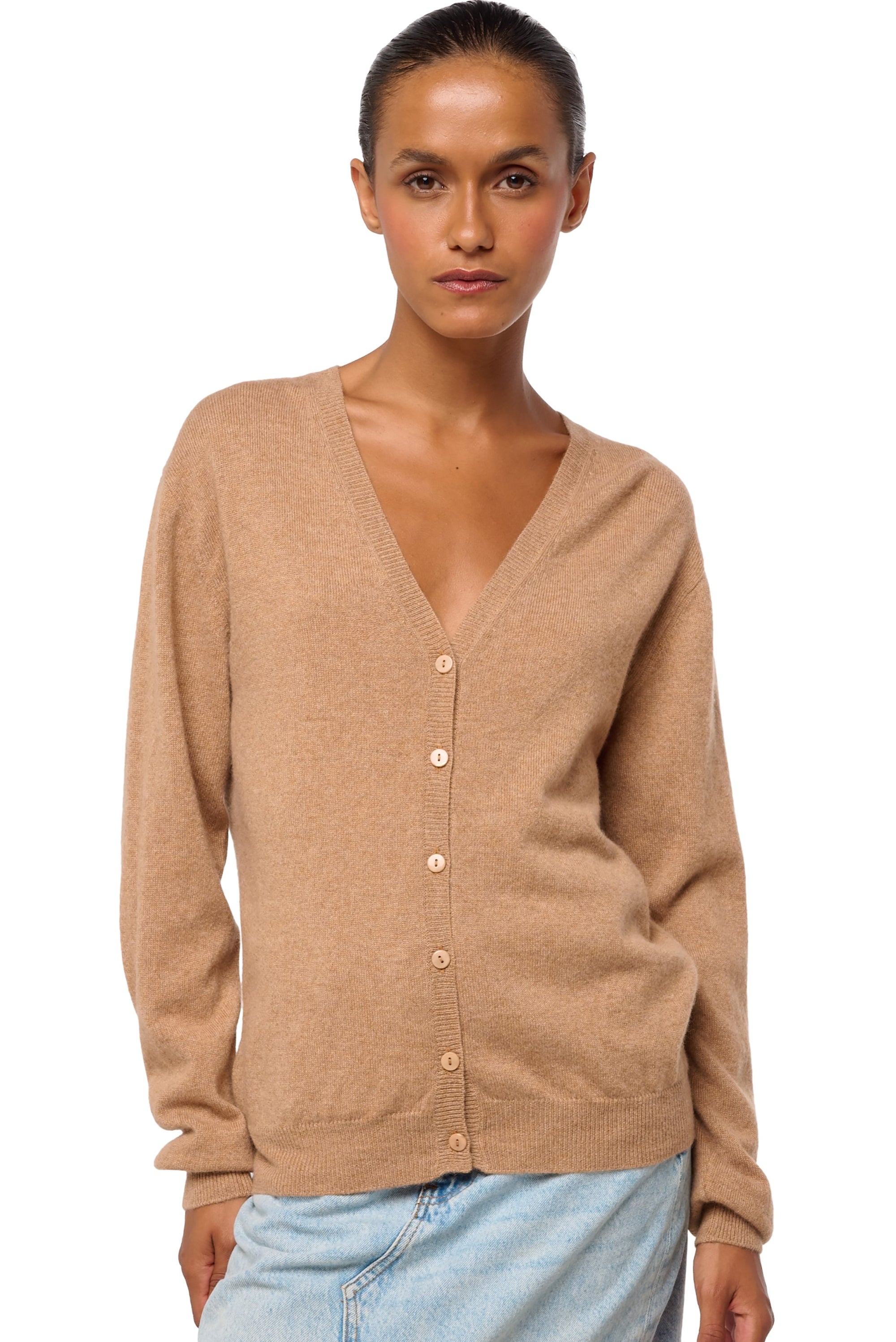 Taline en cachemire femme - african camel - Mahogany