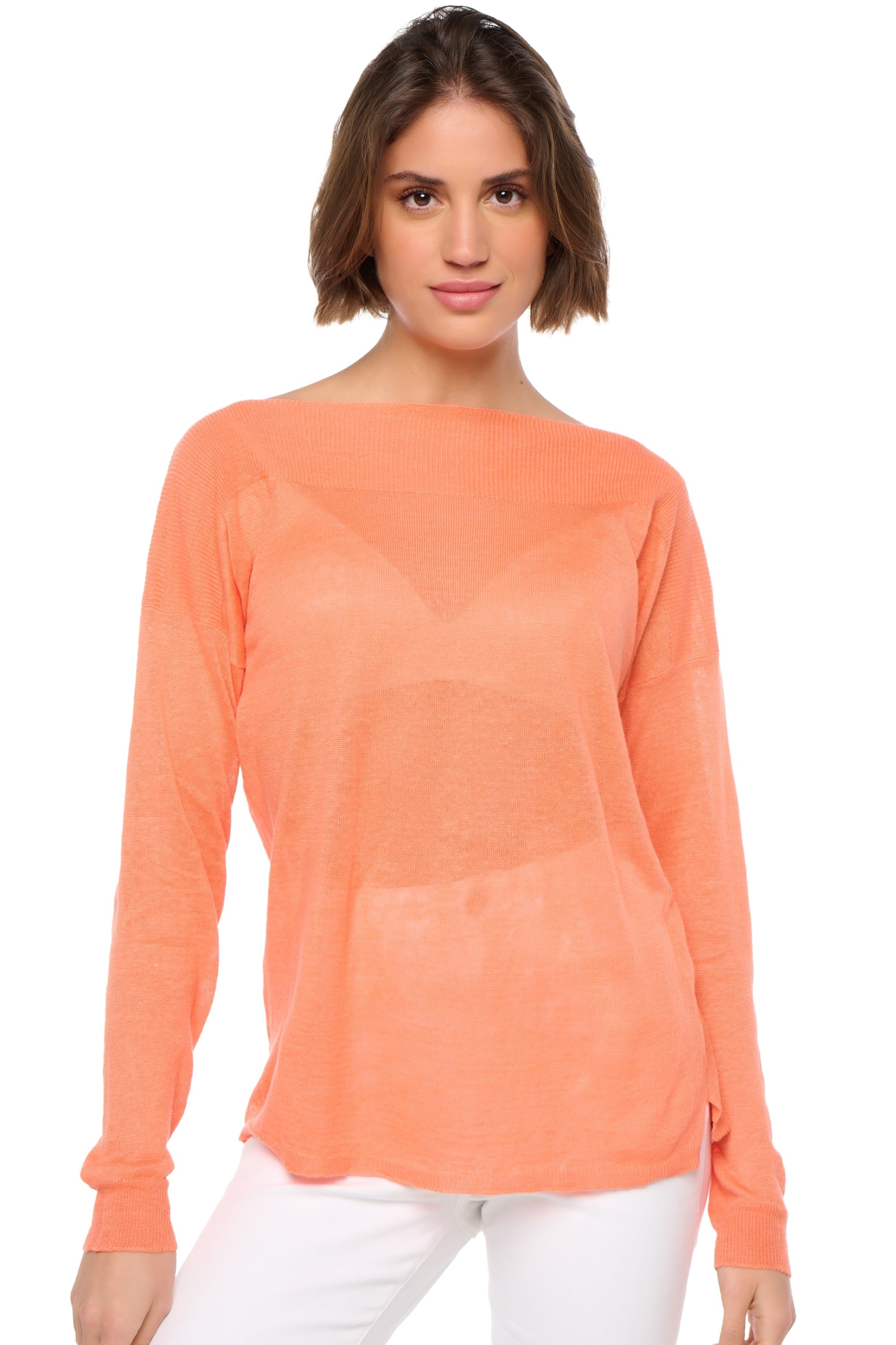 Sheila en lin femme - papaya - Mahogany