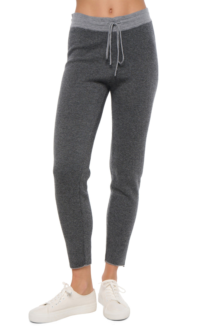 Pantalon en cachemire et coton, 85 % Coton / 15 % Cachemire, femme, coupe ajustée, normale / 2 et 4 fils, tricot normal, Mahogany