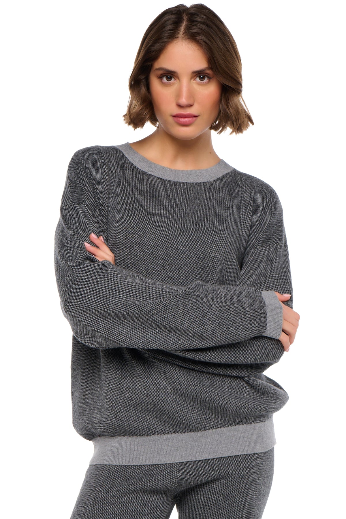 Stormie en cachemire et coton femme - Vue 1 - black / gris chiné - Mahogany