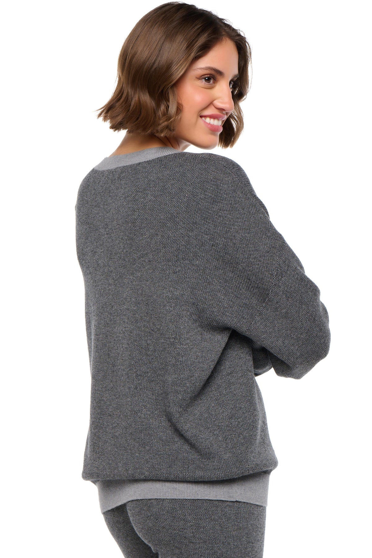Stormie en cachemire et coton femme - Vue 3 - black / gris chiné - Mahogany