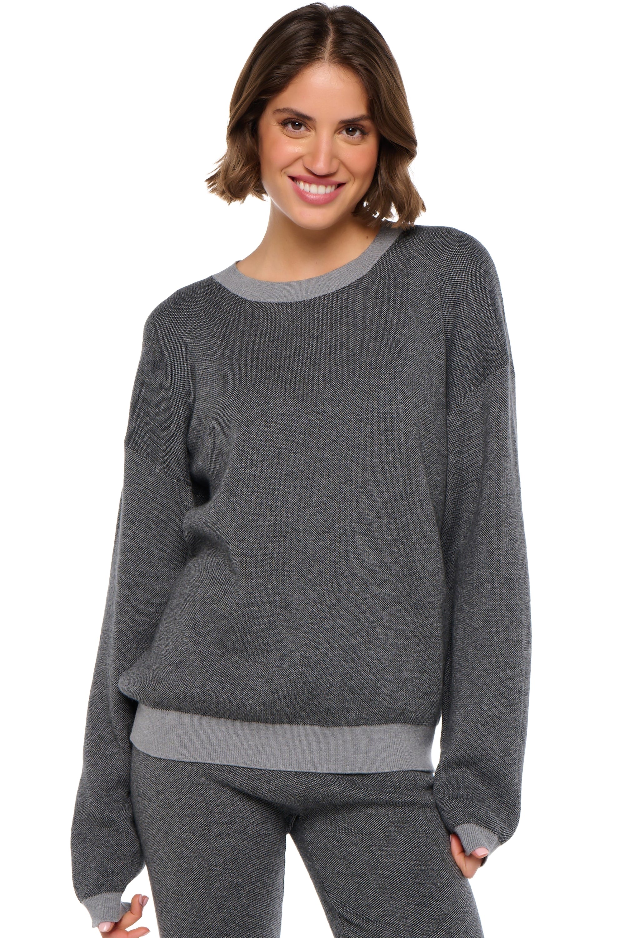 Stormie en cachemire et coton femme - foggy / thunder chiné - Mahogany