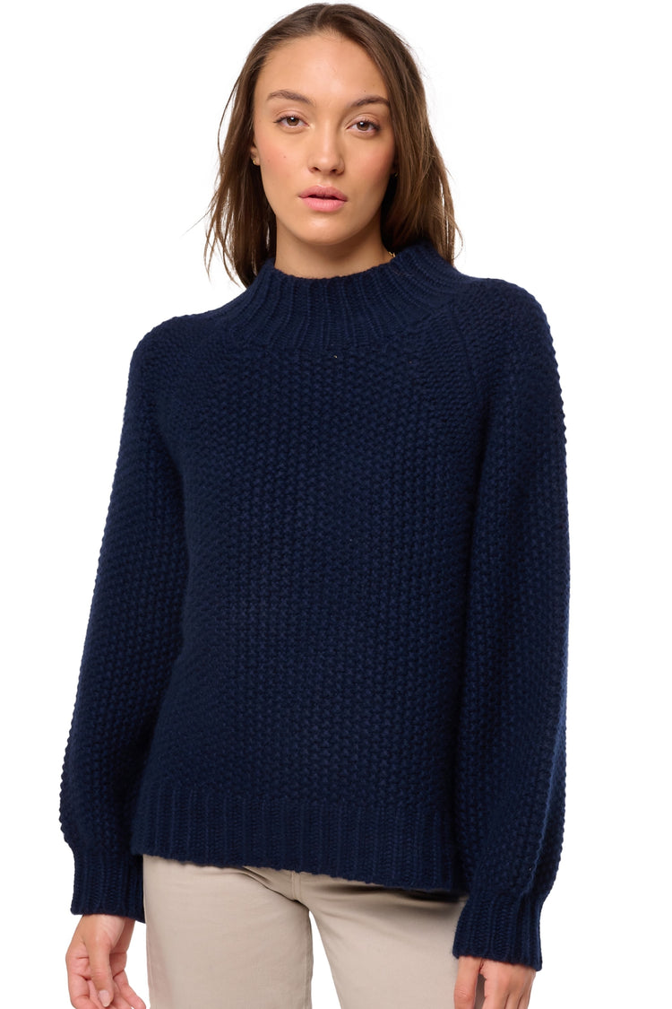Pull en cachemire, 100 % Cachemire, femme, col col montant / col cheminée, coupe ample, manches ballon, grosse / 6 fils et +, tricot normal, Mahogany