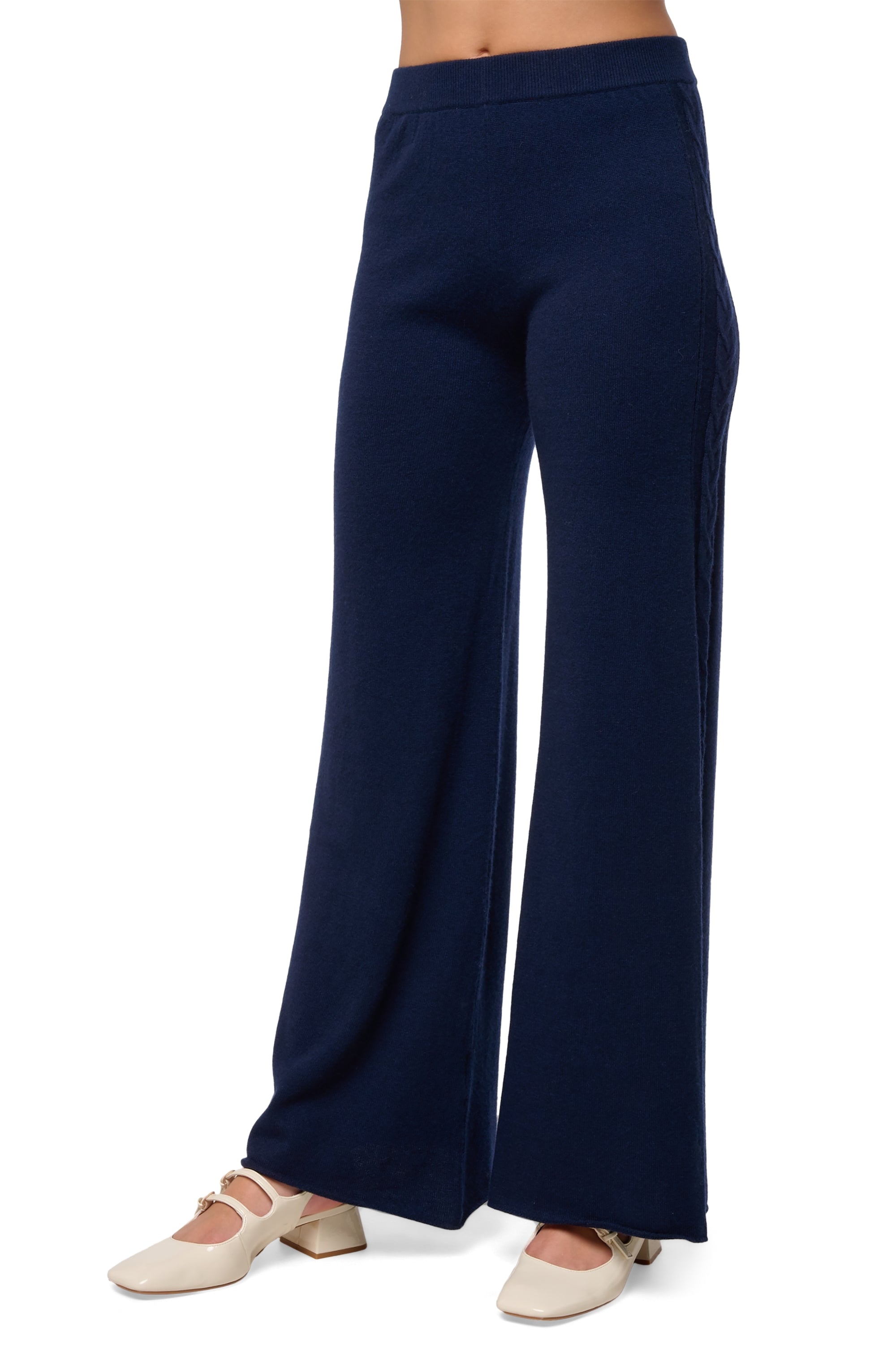 Pantalon en cachemire, 100 % Cachemire, femme, coupe evasée, normale / 2 et 4 fils, torsade, Mahogany