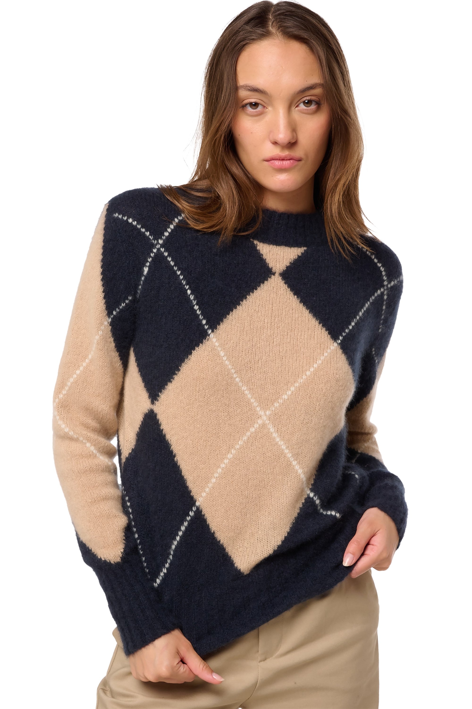 Pull en cachemire, 100 % Cachemire Nuage, femme, col col roulé, coupe droite, manches longues, normale / 2 et 4 fils, tricot normal, Mahogany