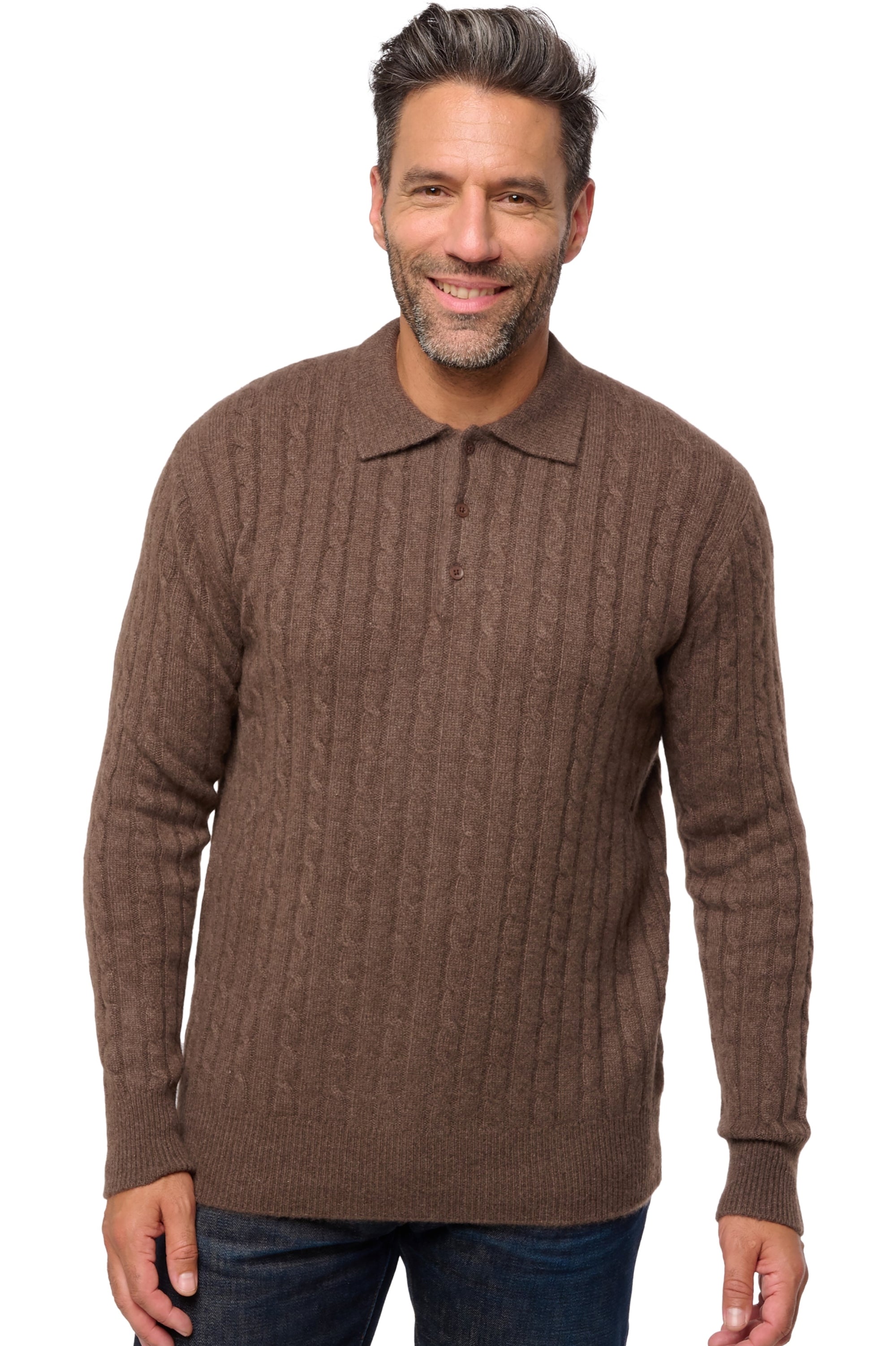 Doha en cachemire homme - marron chiné - Mahogany