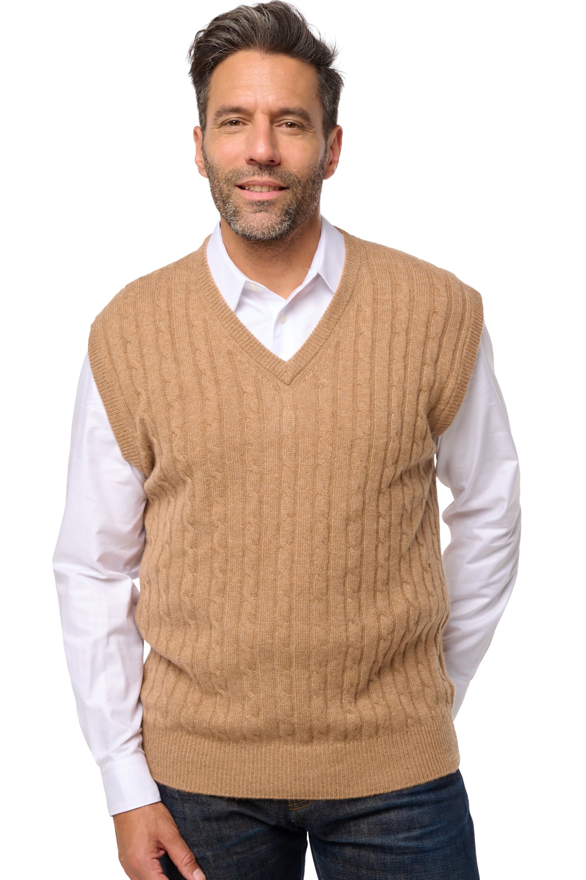 Dublin en cachemire homme - camel chiné - Mahogany