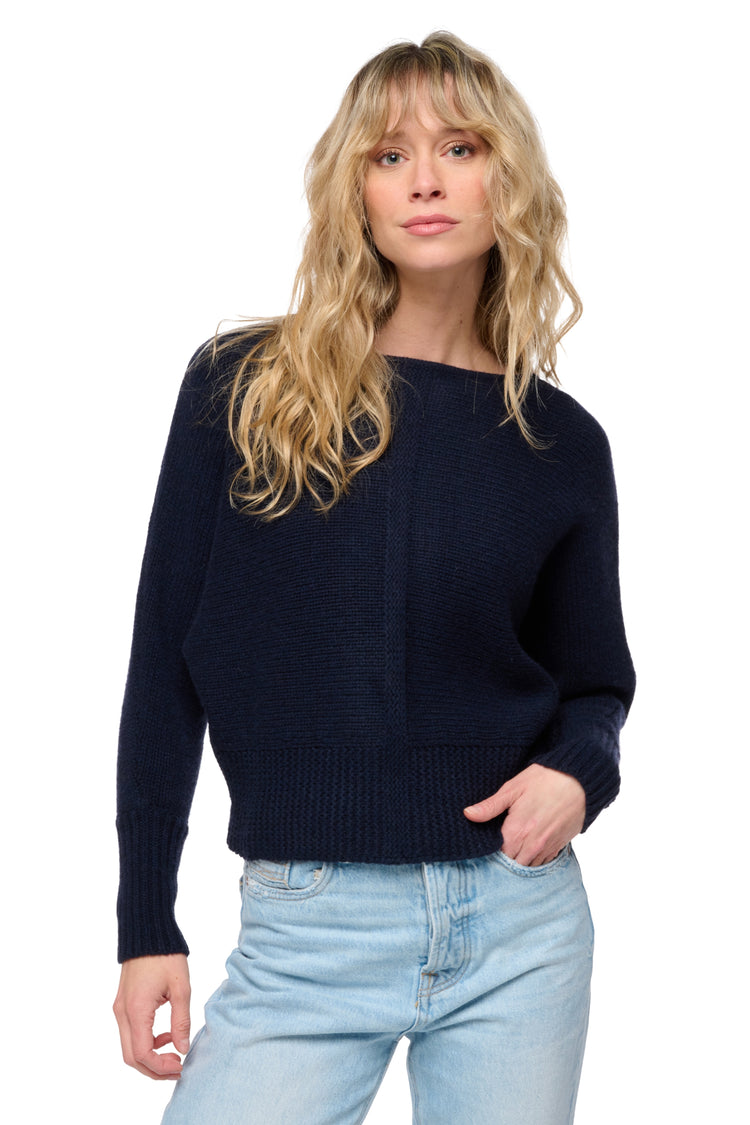 Pull en yak, 100 % Yak, femme, col col bâteau, coupe oversize, manches longues, grosse / 6 fils et +, , Mahogany