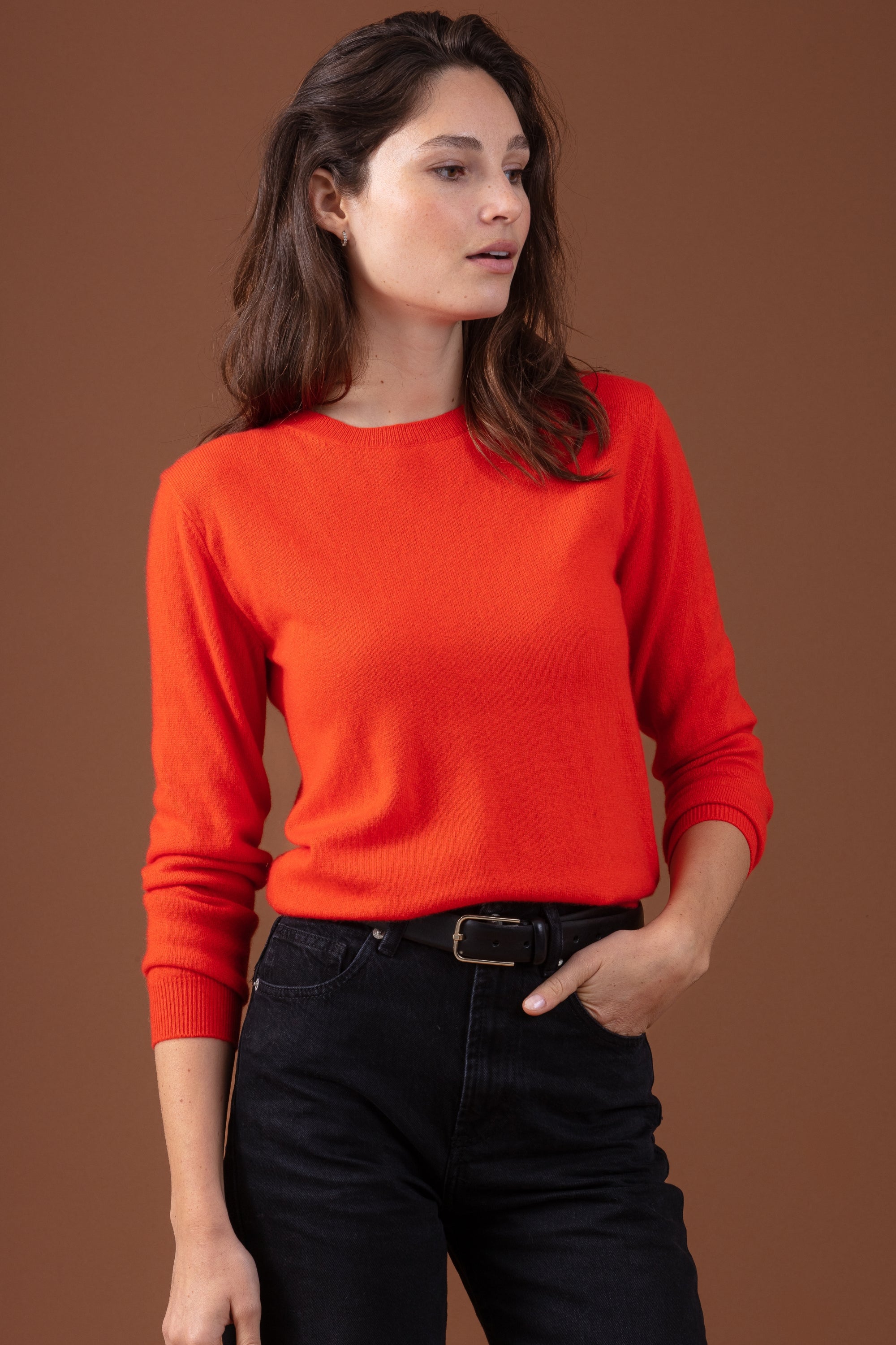 Thalia en cachemire femme - persimmons - Mahogany