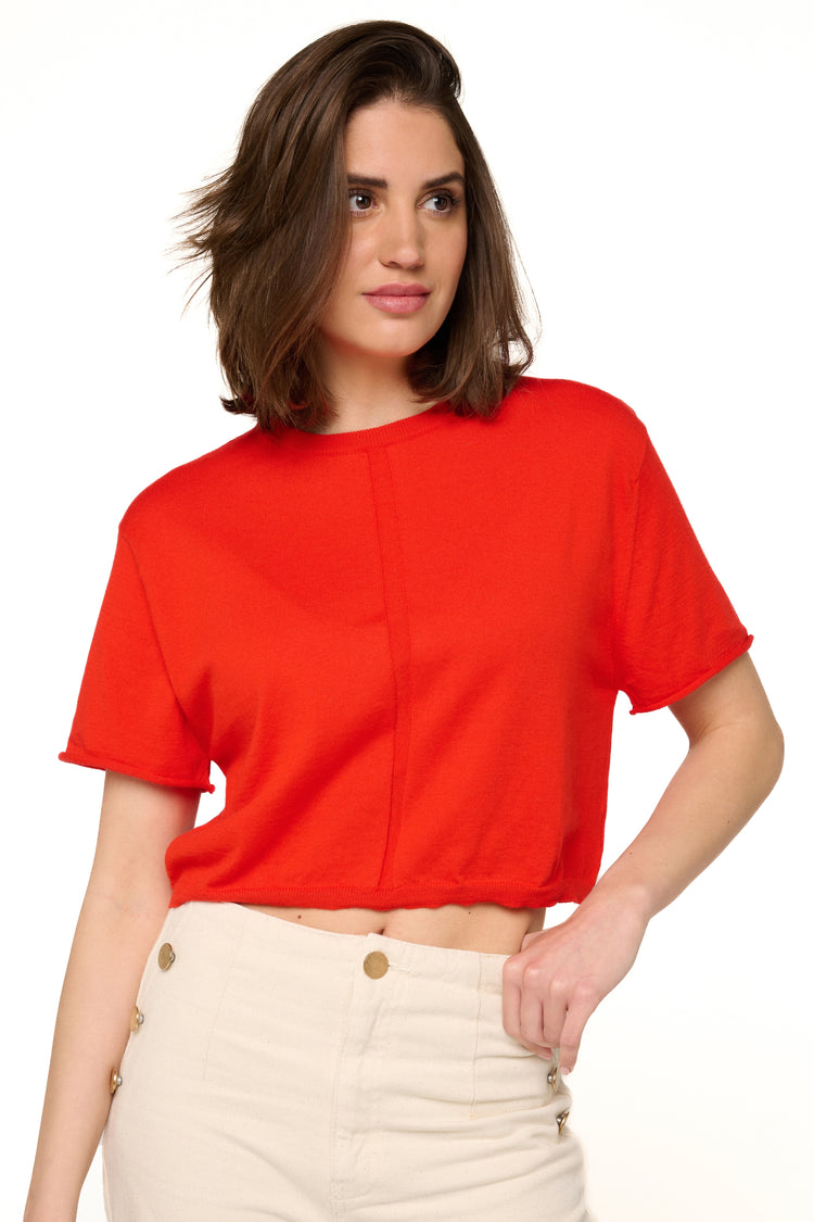 Rita en cachemire et coton femme - tomato - Mahogany