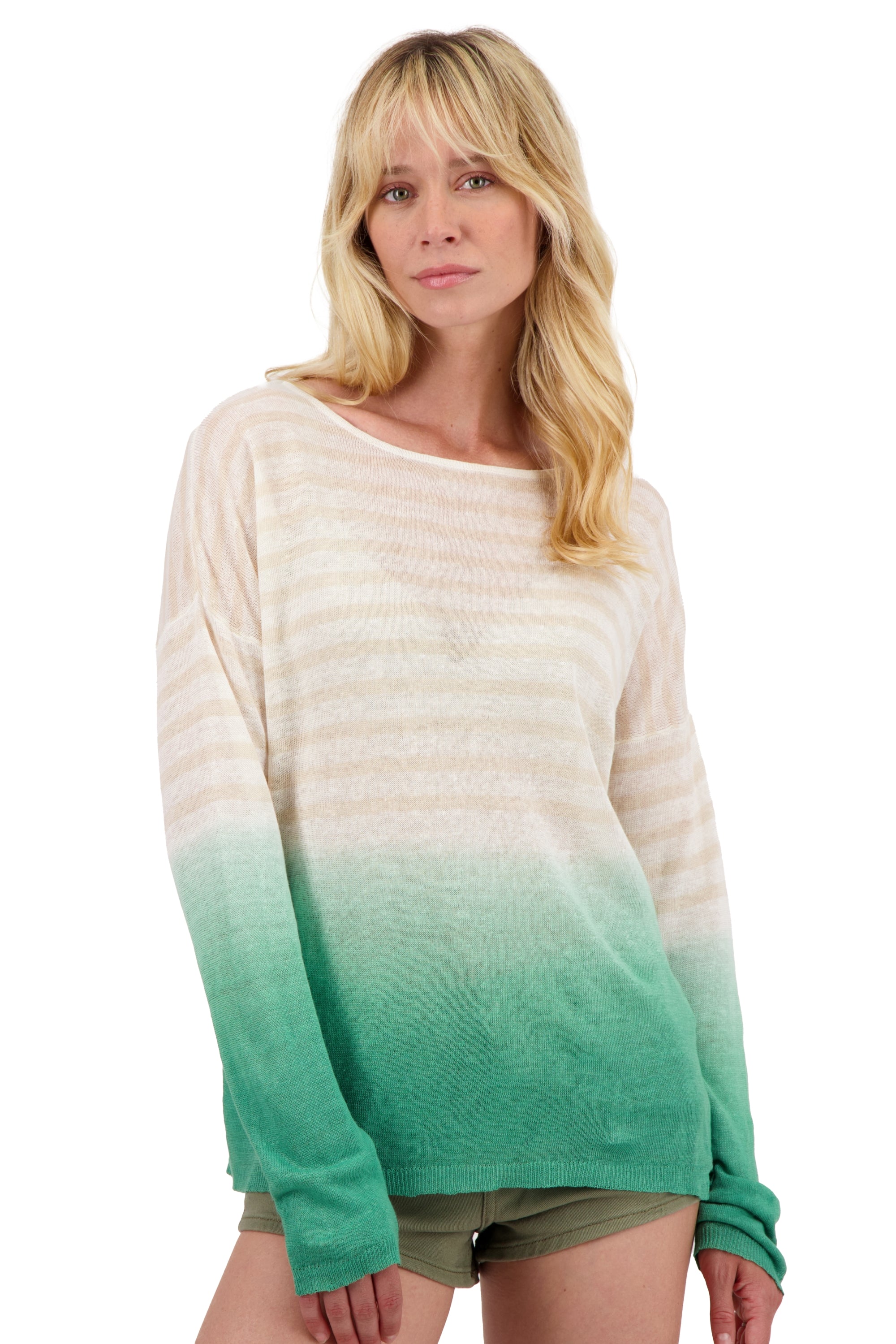 Pull en lin, 100 % Lin, femme, col col bâteau, coupe droite, manches longues, , fine, Mahogany
