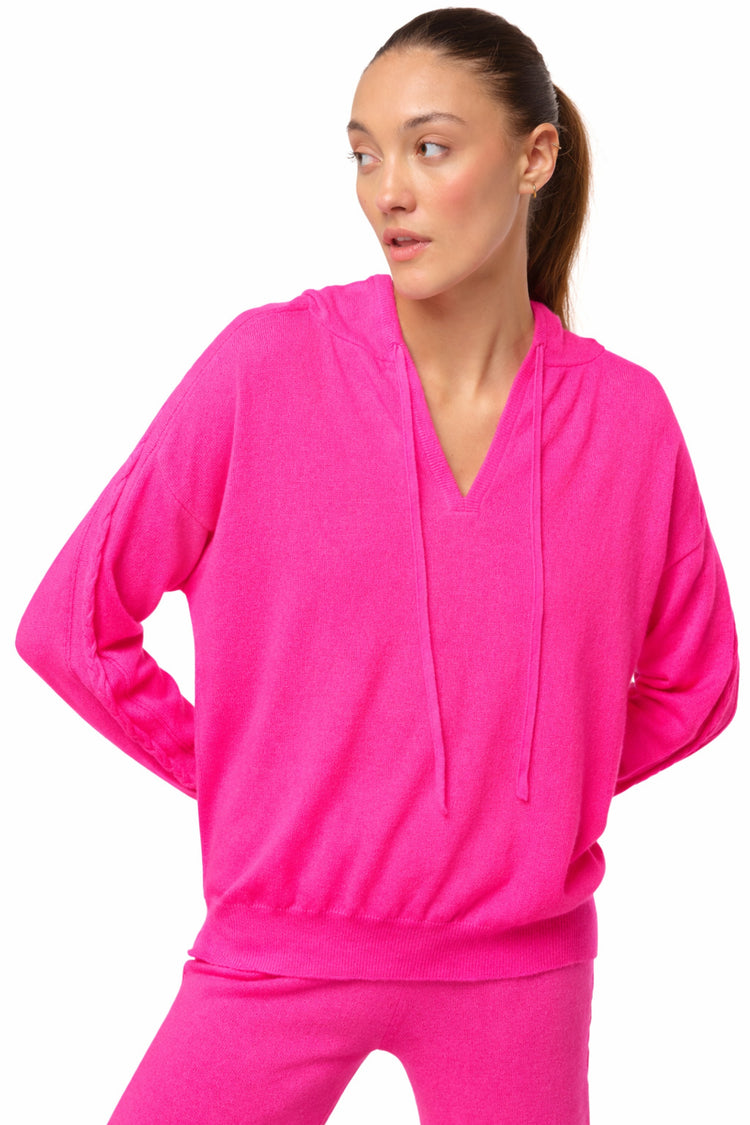 Sweatshirt en cachemire, 100 % Cachemire, femme, col col v, coupe droite, manches longues, normale / 2 et 4 fils, torsade, Mahogany