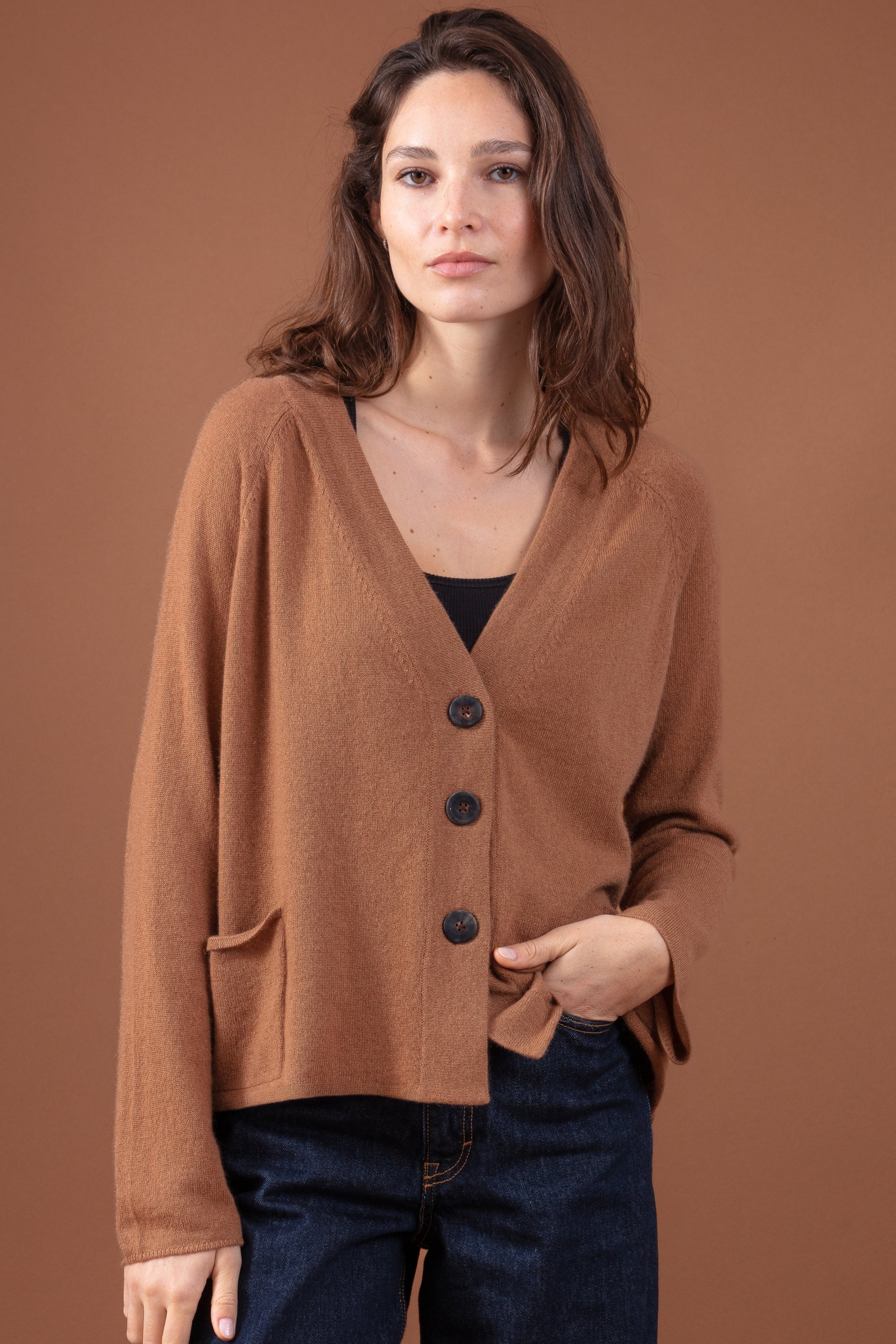 Chana en cachemire femme - butterscotch - Mahogany