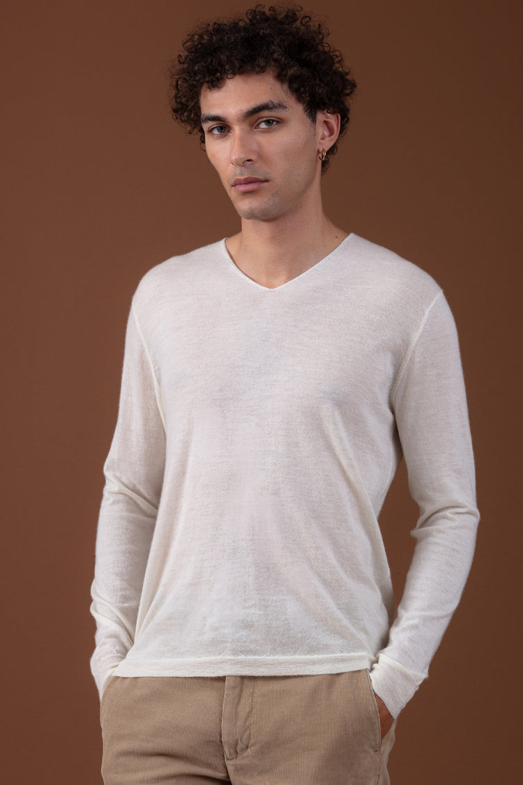Pull en duvet de cachemire, 100 % duvet de Cachemire, homme, col col v, coupe ajustée, manches longues, normale / 2 et 4 fils, tricot normal, Mahogany