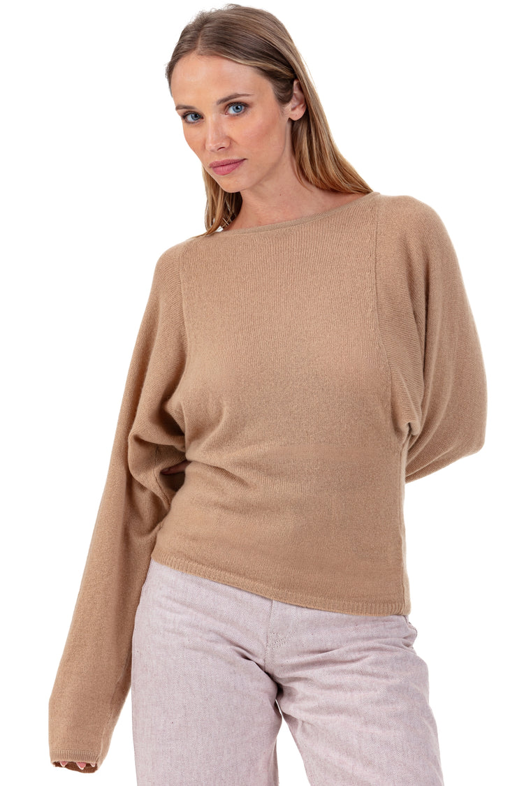 Pull en cachemire, 100 % Cachemire, femme, col col bâteau, manches longues, fine, , Mahogany