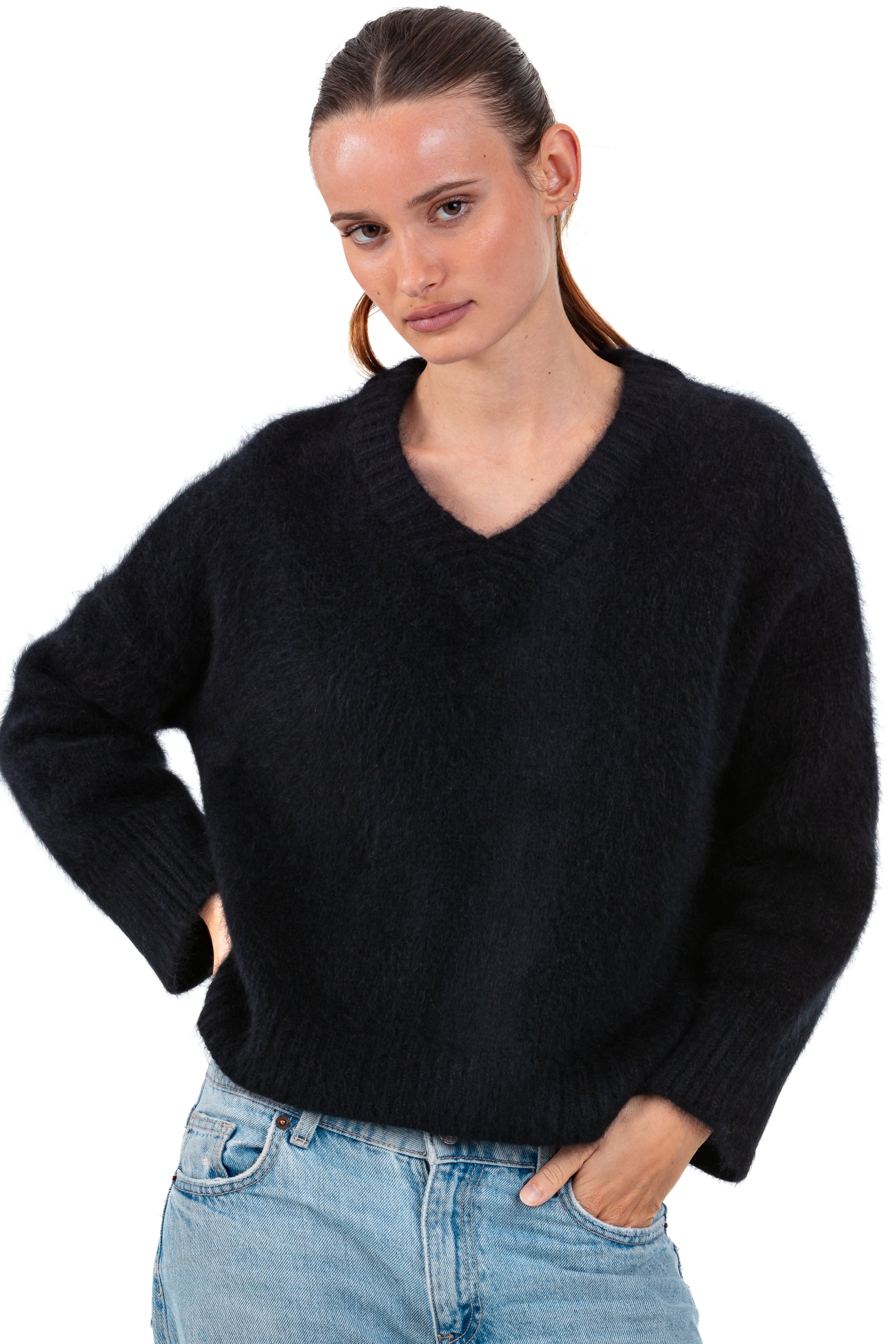 Pamela en cocoon cachemire femme - black - Mahogany