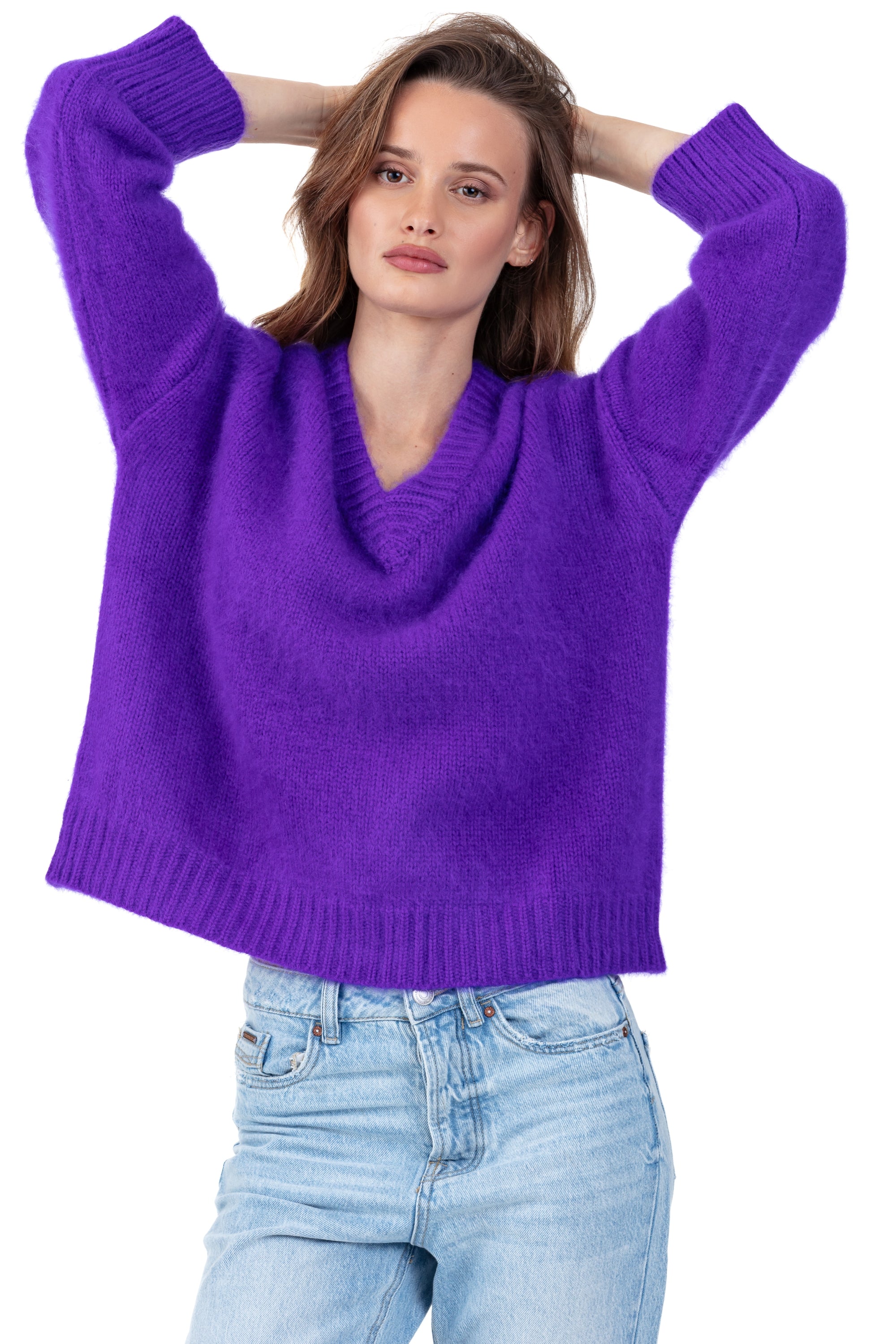 Pamela en cocoon cachemire femme - violet - Mahogany