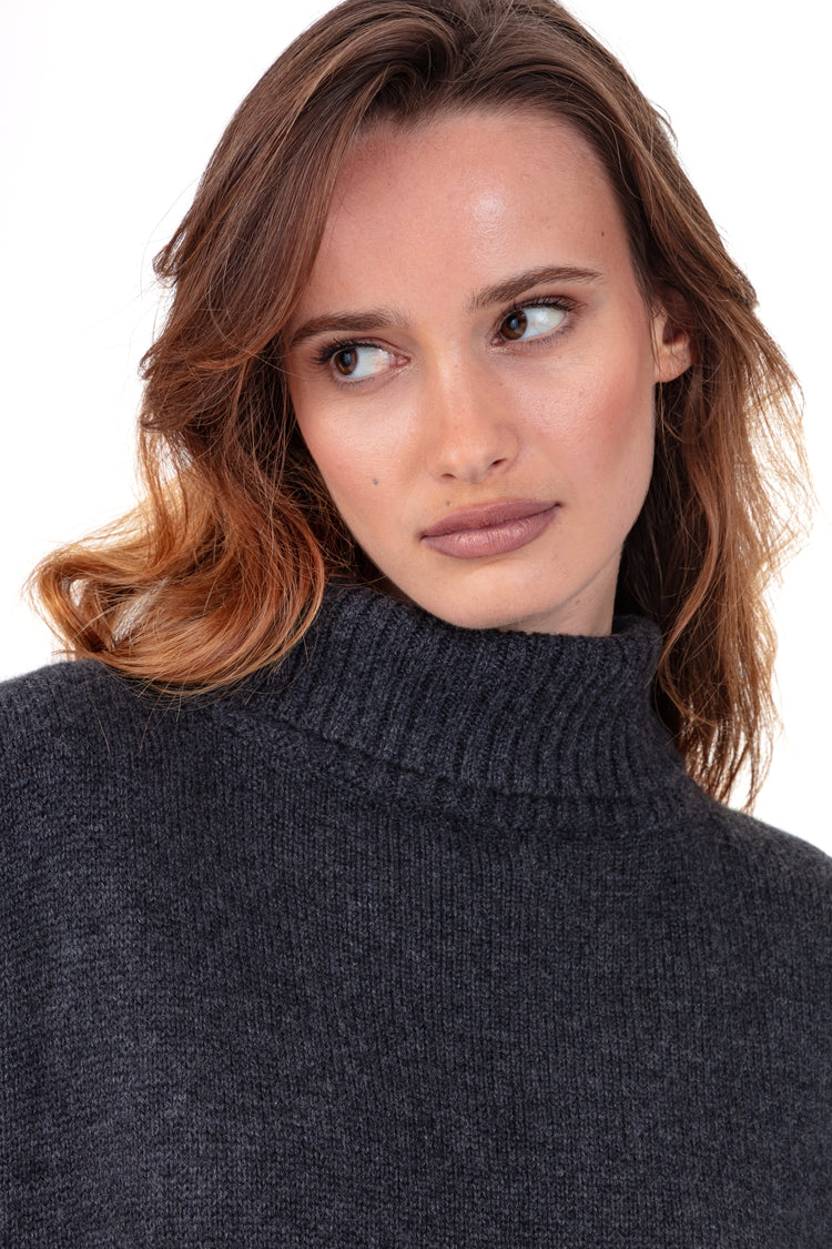 Pull en cachemire, 100 % Cachemire, femme, col col roulé, coupe oversize, manches longues, fine, , Mahogany