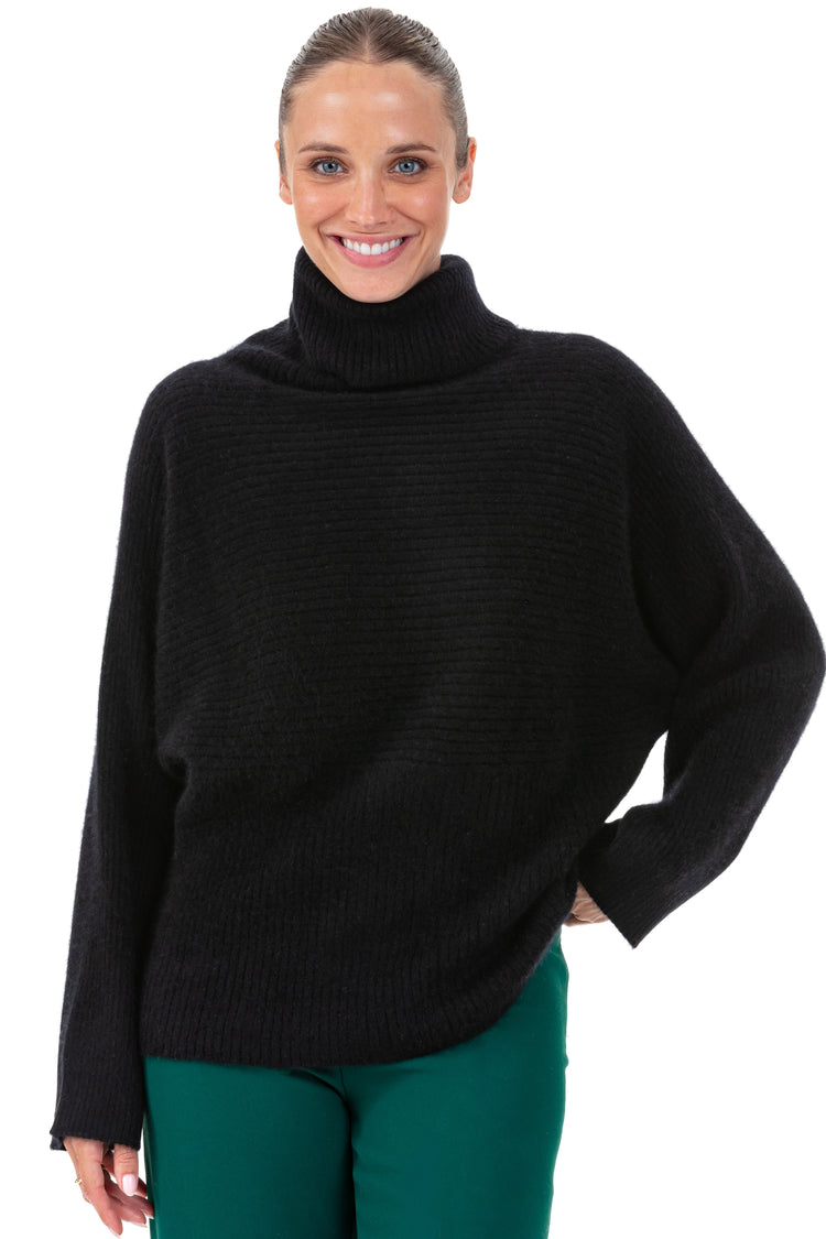 Pull en cocoon cachemire, 100 % Cachemire brossé, femme, col col roulé, coupe oversize, manches longues, fine, , Mahogany