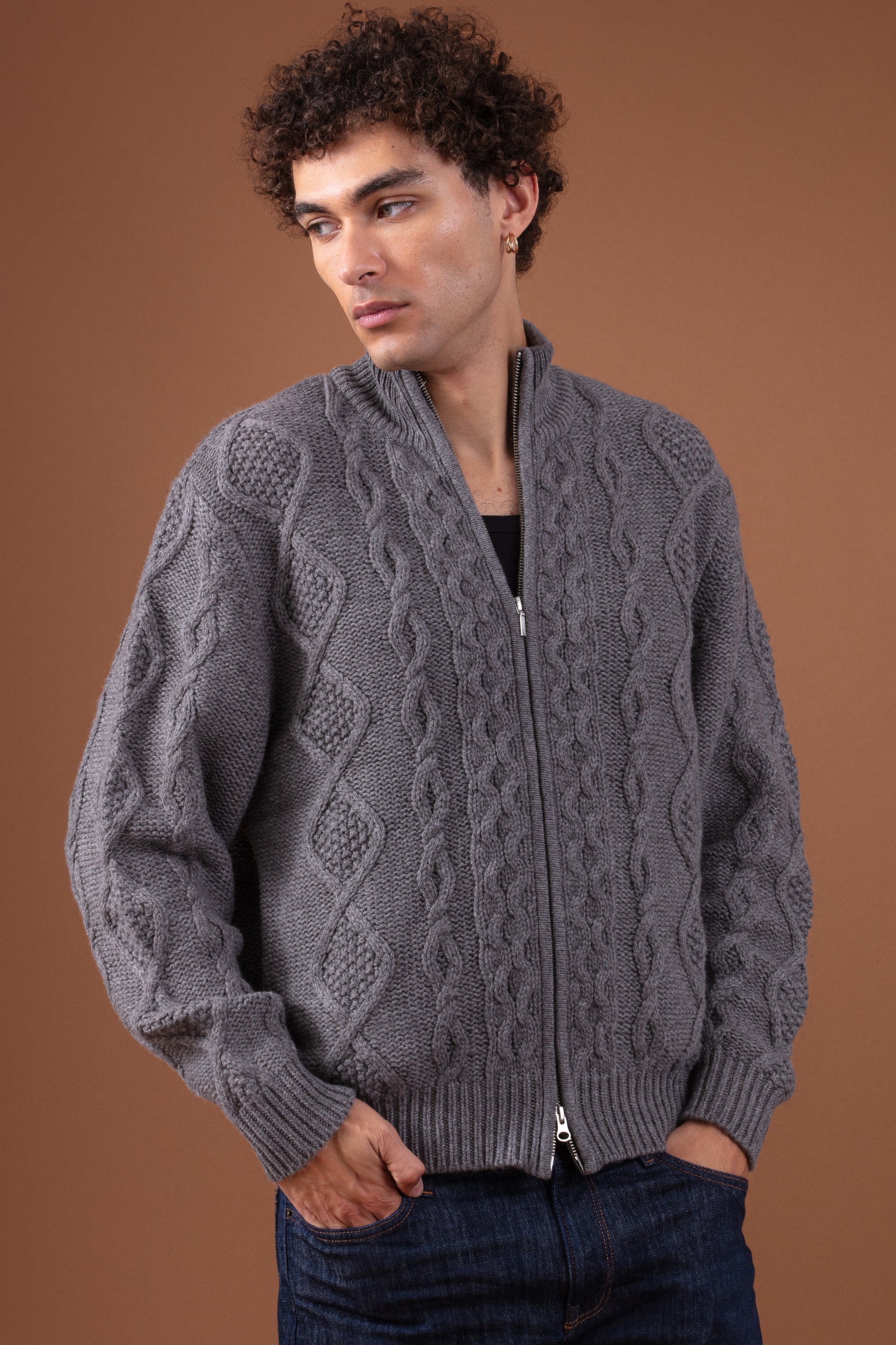 Patmos en cachemire homme - marmotte chiné - Mahogany