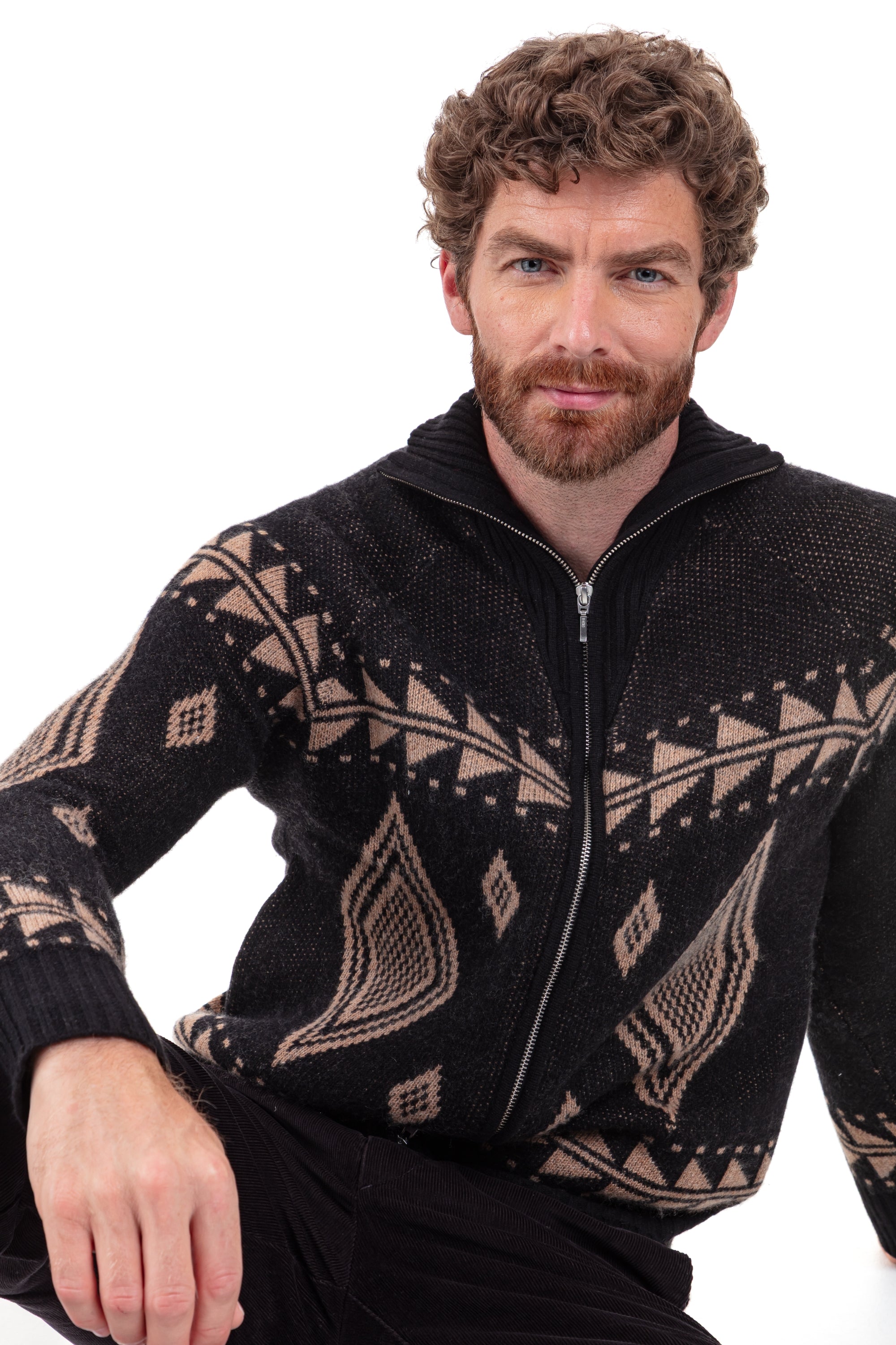 Phoenix en cachemire homme - noir / camel chiné - Mahogany