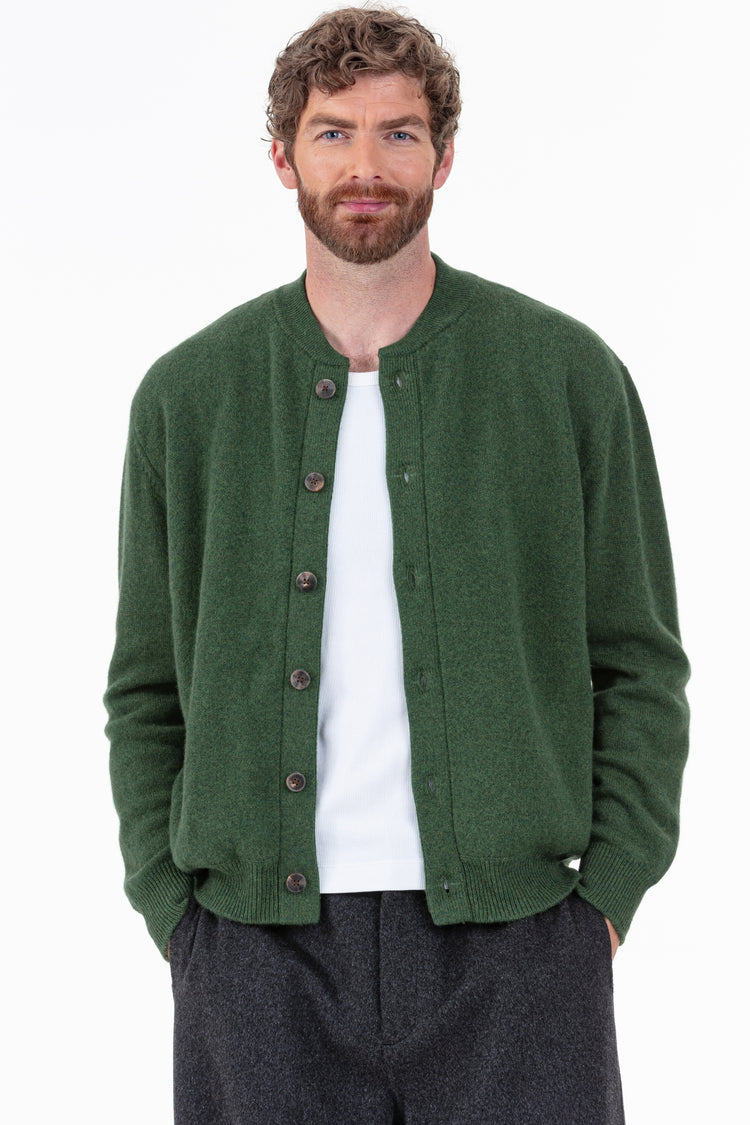 Cardigan en cachemire, 100 % Cachemire, homme, col col rond, fermeture à boutons, coupe droite, manches longues, normale / 2 et 4 fils, tricot normal, Mahogany
