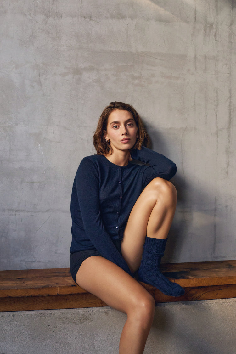 Cardigan en duvet de cachemire, 100 % duvet de Cachemire, femme, col col rond, fermeture à boutons, coupe droite, manches longues, normale / 2 et 4 fils, tricot normal, Mahogany