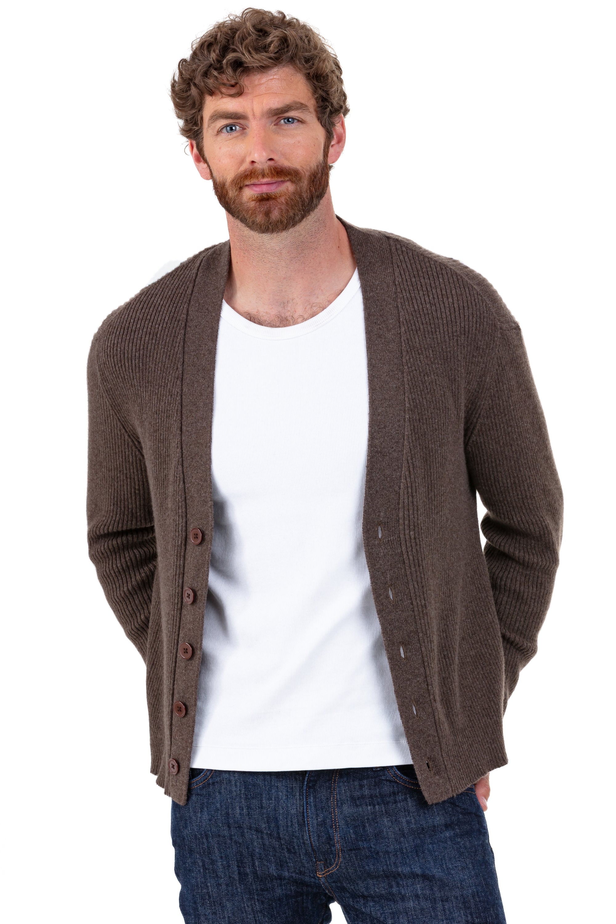 Porto en cachemire homme - marron chiné - Mahogany