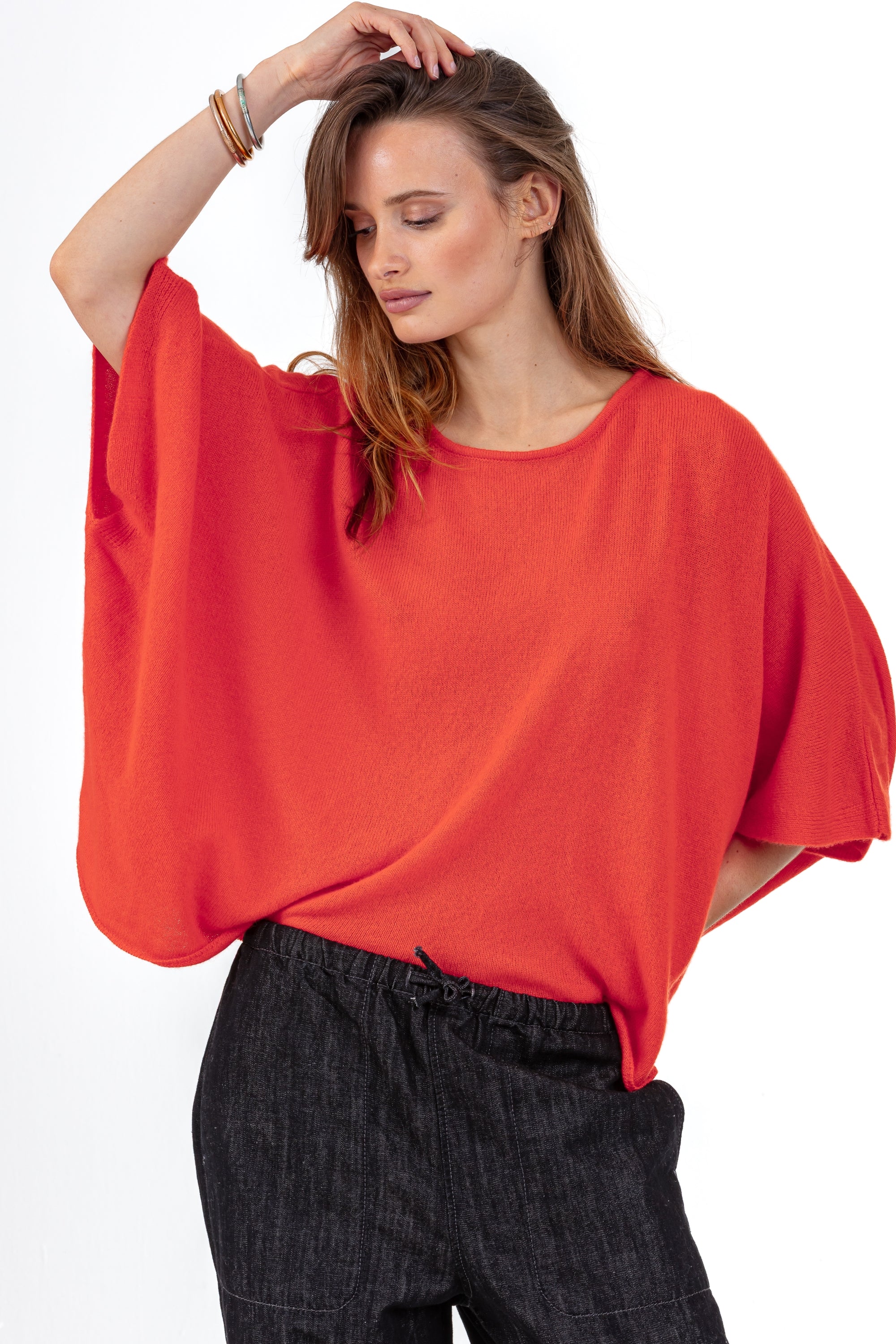 Pythagore en cachemire femme - bloody orange - Mahogany