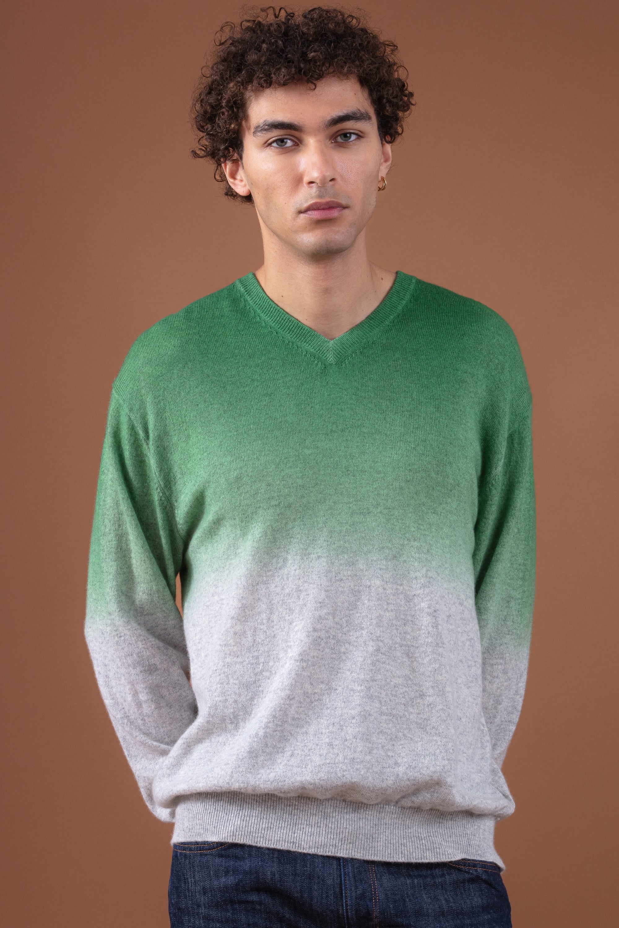 Telaviv en cachemire homme - foliage / fog grey - Mahogany