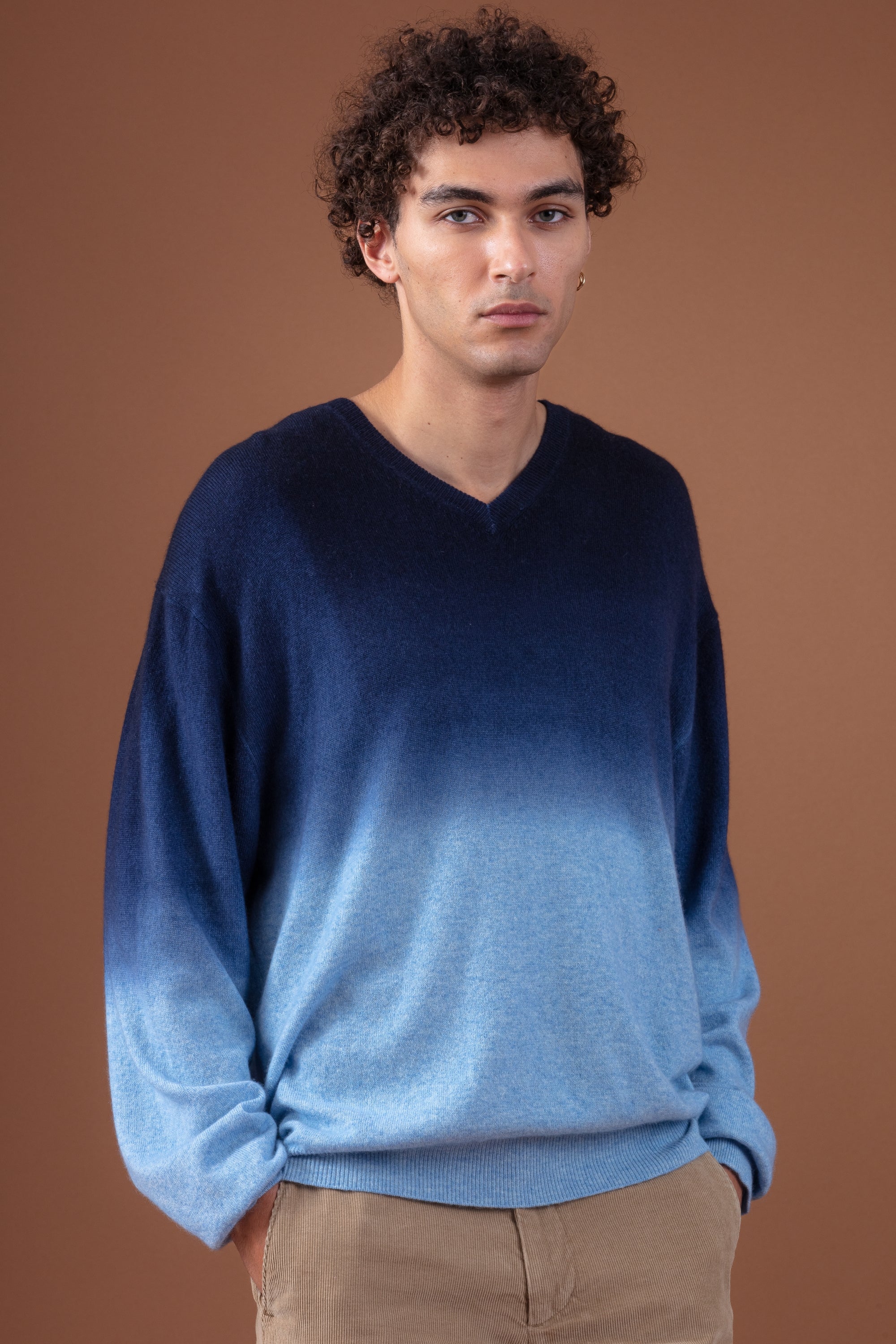 Telaviv en cachemire homme - marine foncé / bleu azur chiné - Mahogany