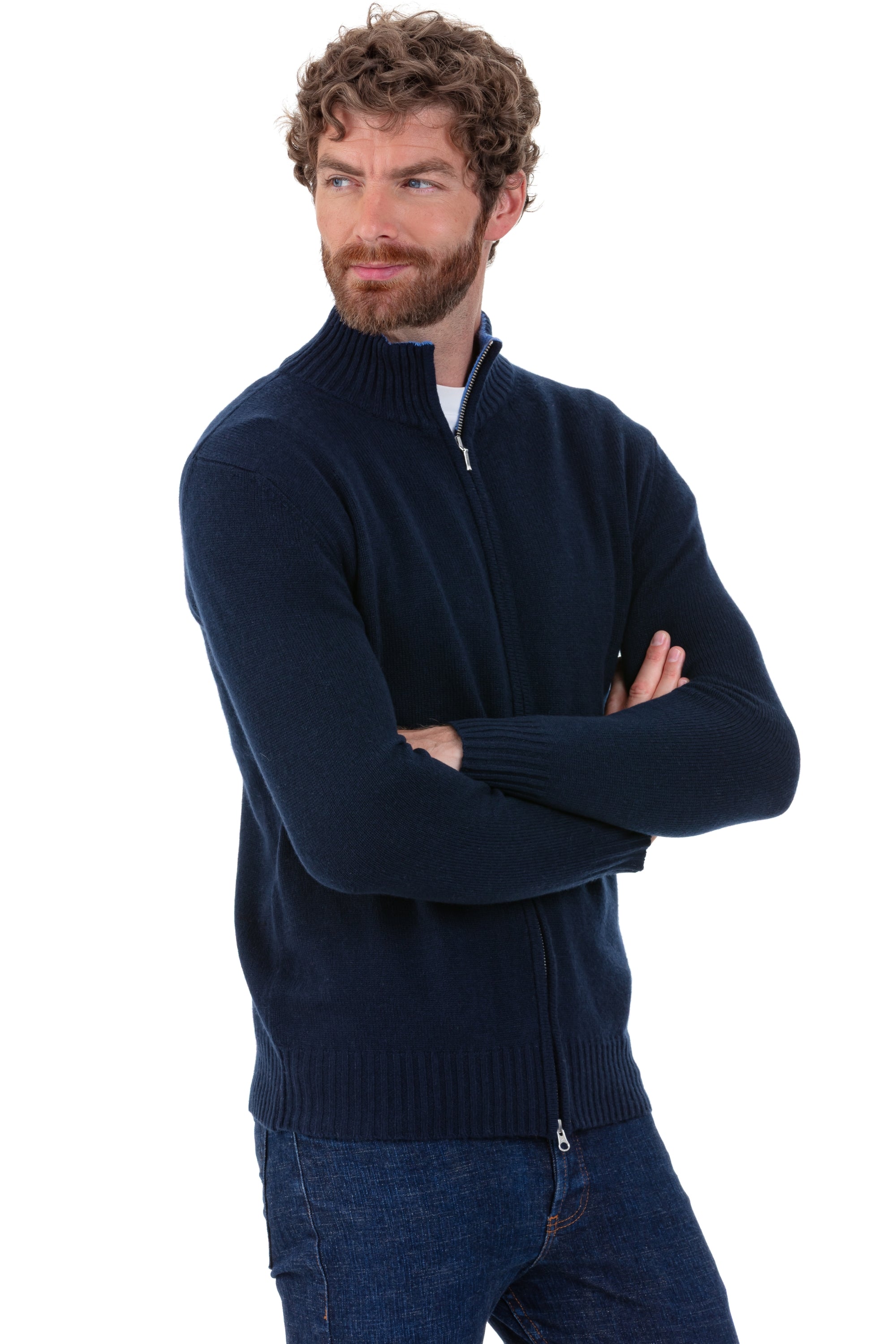 Maxime en cachemire homme - marine foncé / bleu chiné - Mahogany