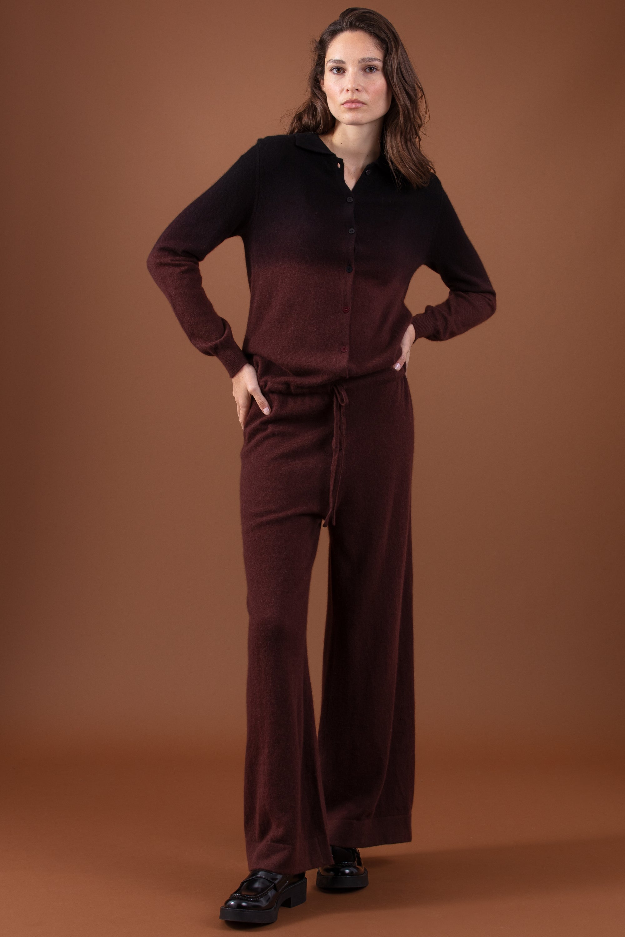 Rialto en cachemire femme - Vue 2 - cinnabar / noir - Mahogany